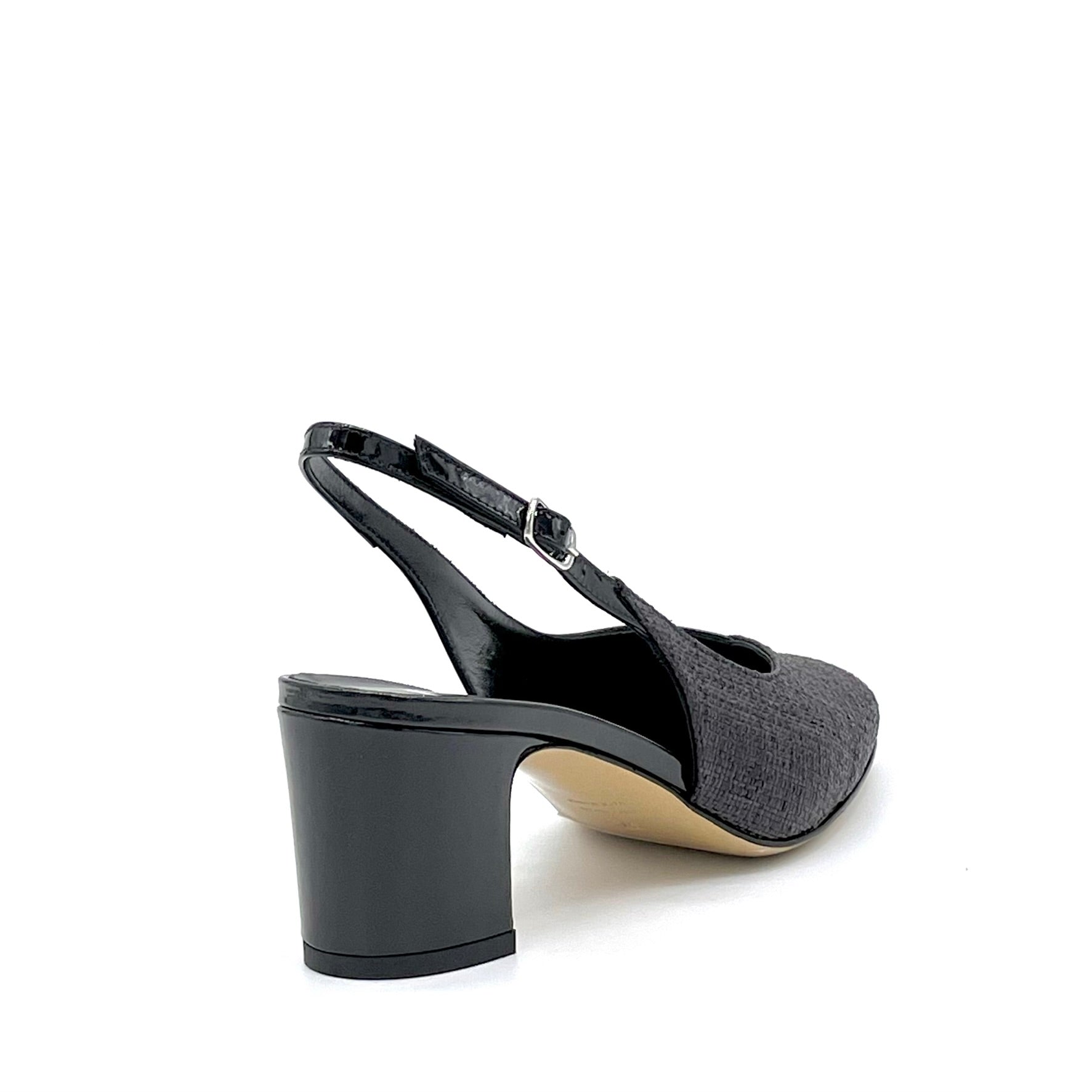 Black raffia and patent slingback – Cod. 15126