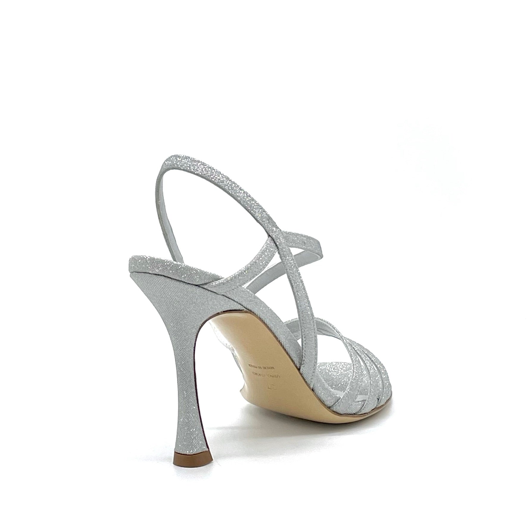 Sandalo in tessuto glitter argento – Cod. 15139