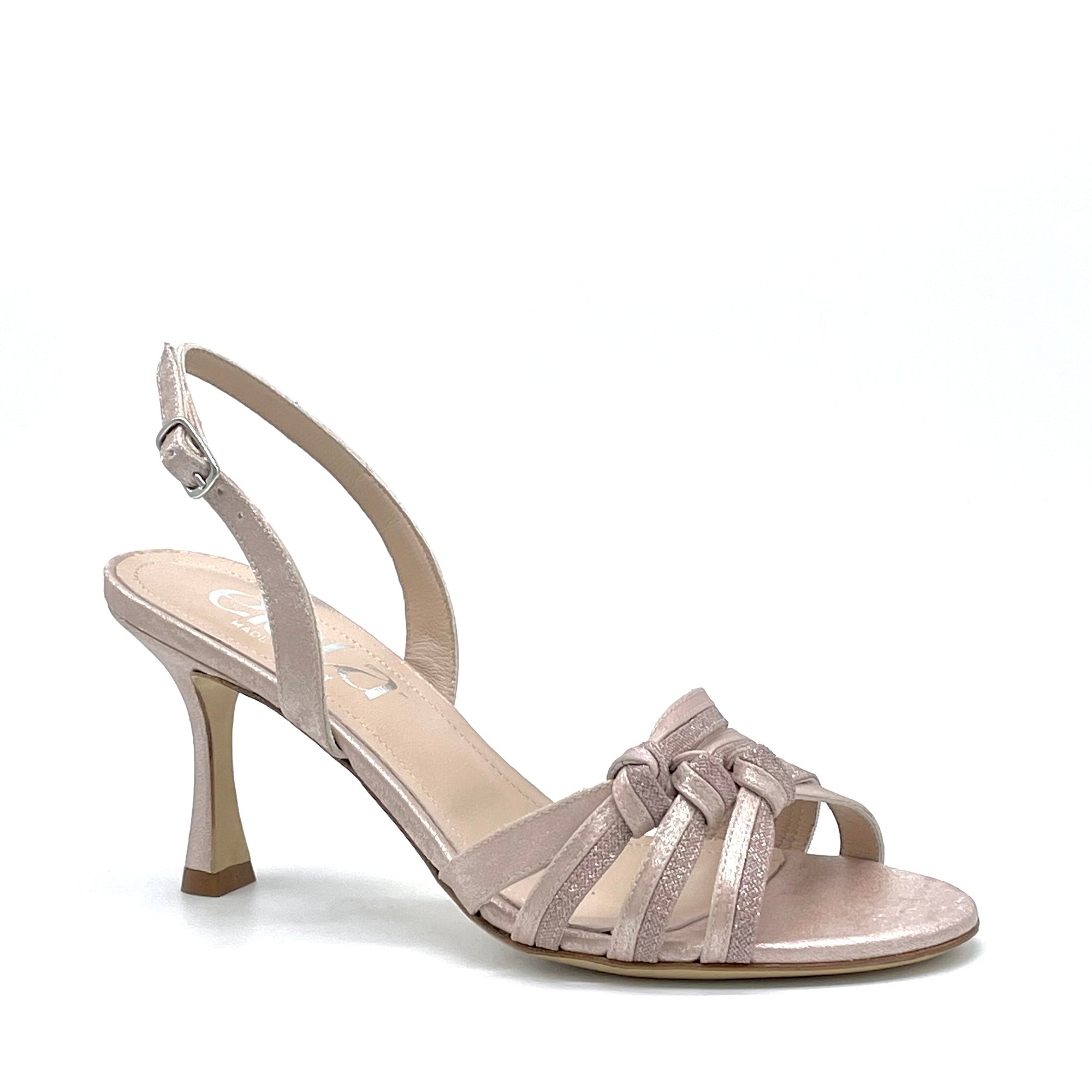 Antique pink glitter fabric and satin effect chenille sandal – Cod. 15141