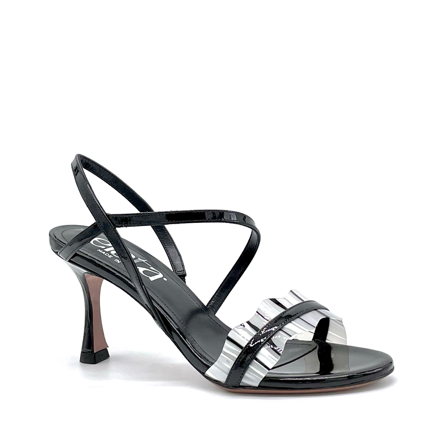 Black patent and black and white vinyl sandal – Cod. 15142