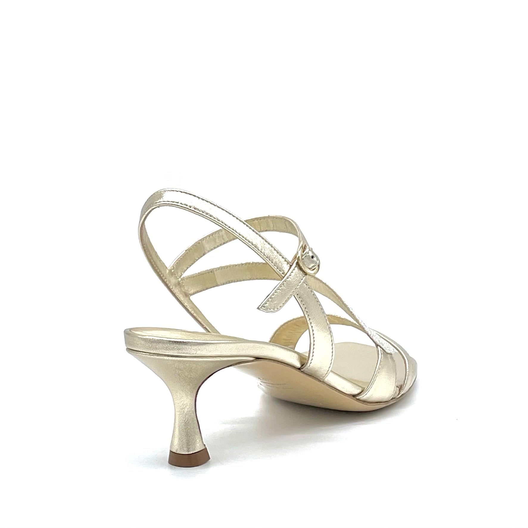 Gold laminate leather and glitter fabric sandal – Cod. 15147