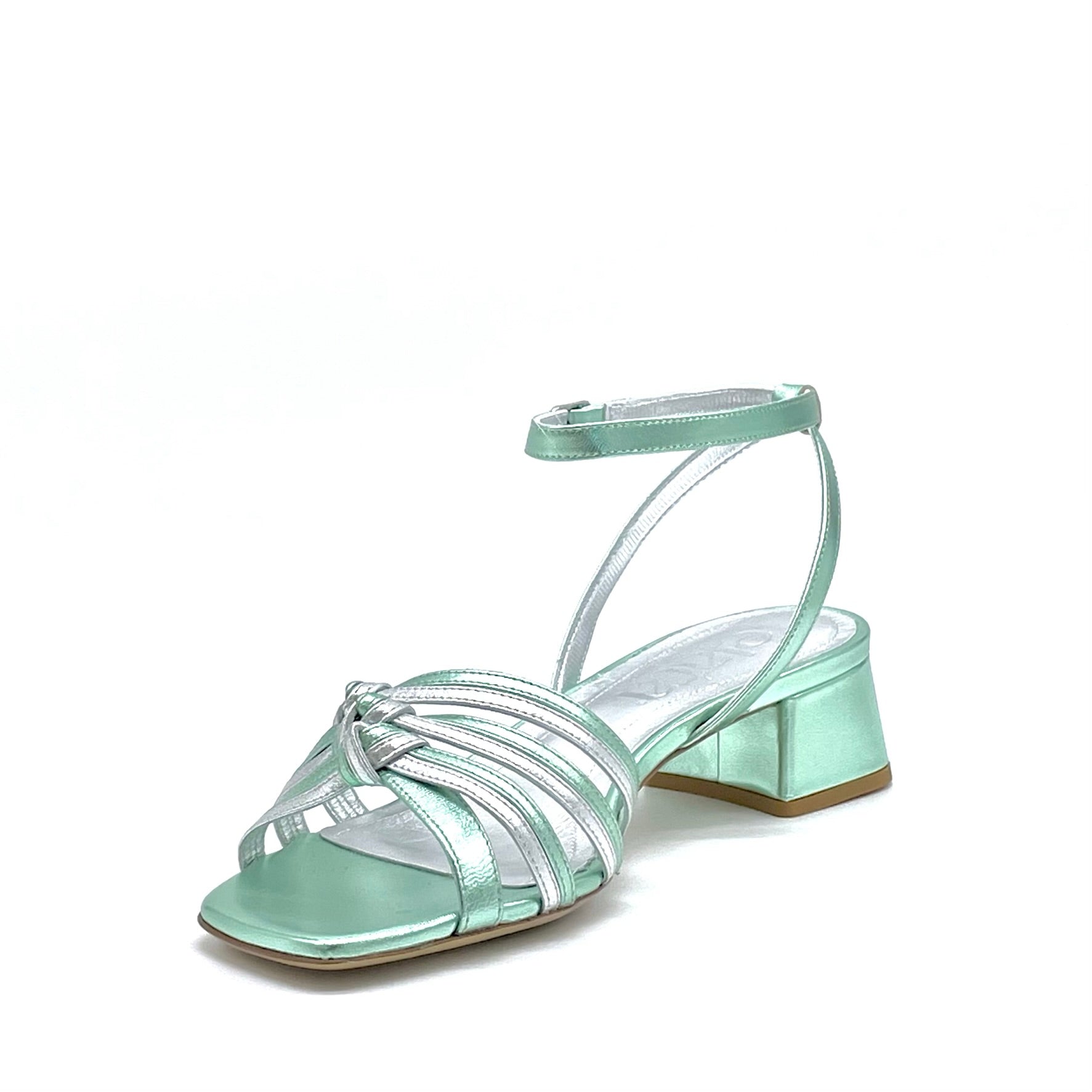 Mint and silver laminate leather sandal – Cod. 15154