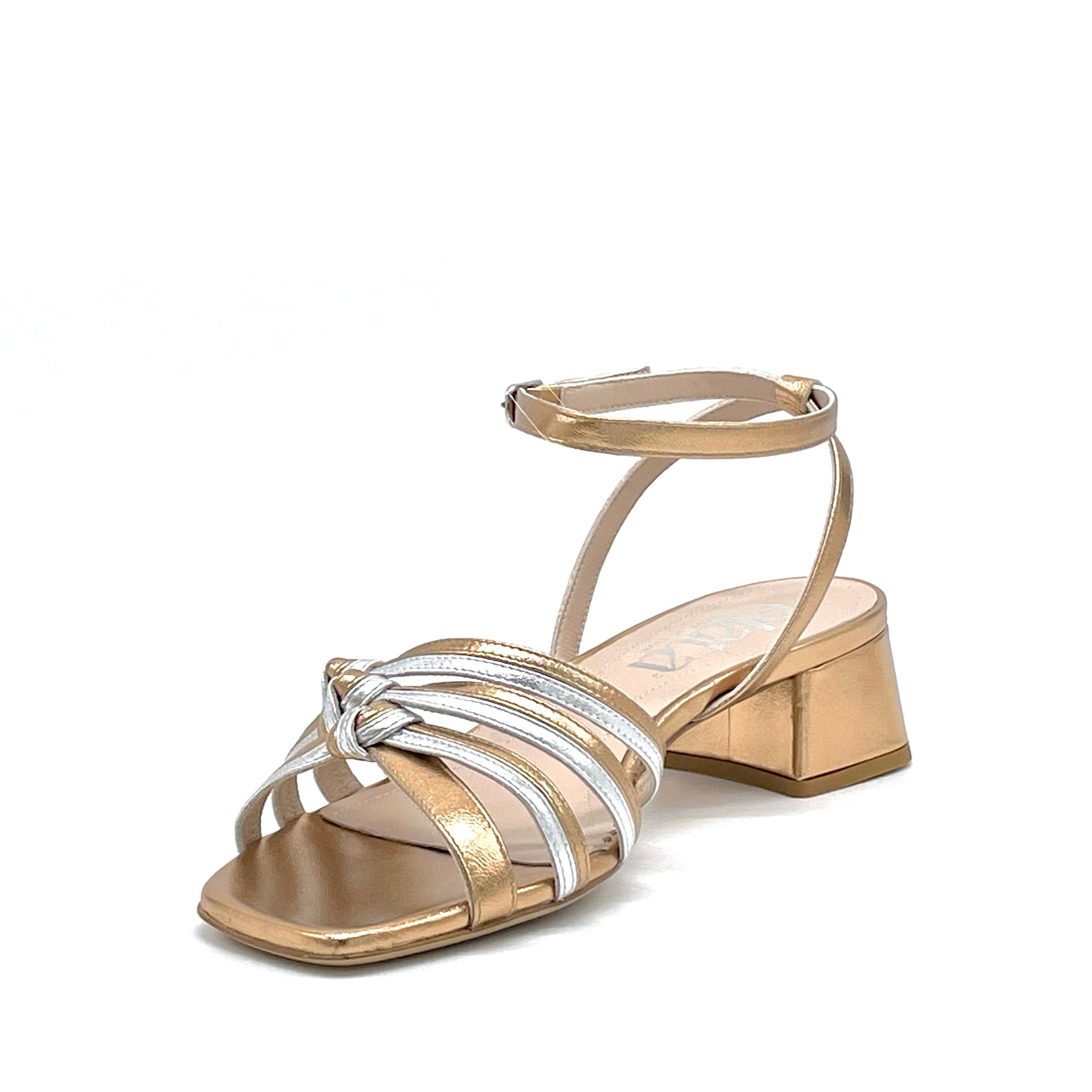 Copper and silver laminate leather sandal – Cod. 15154-1