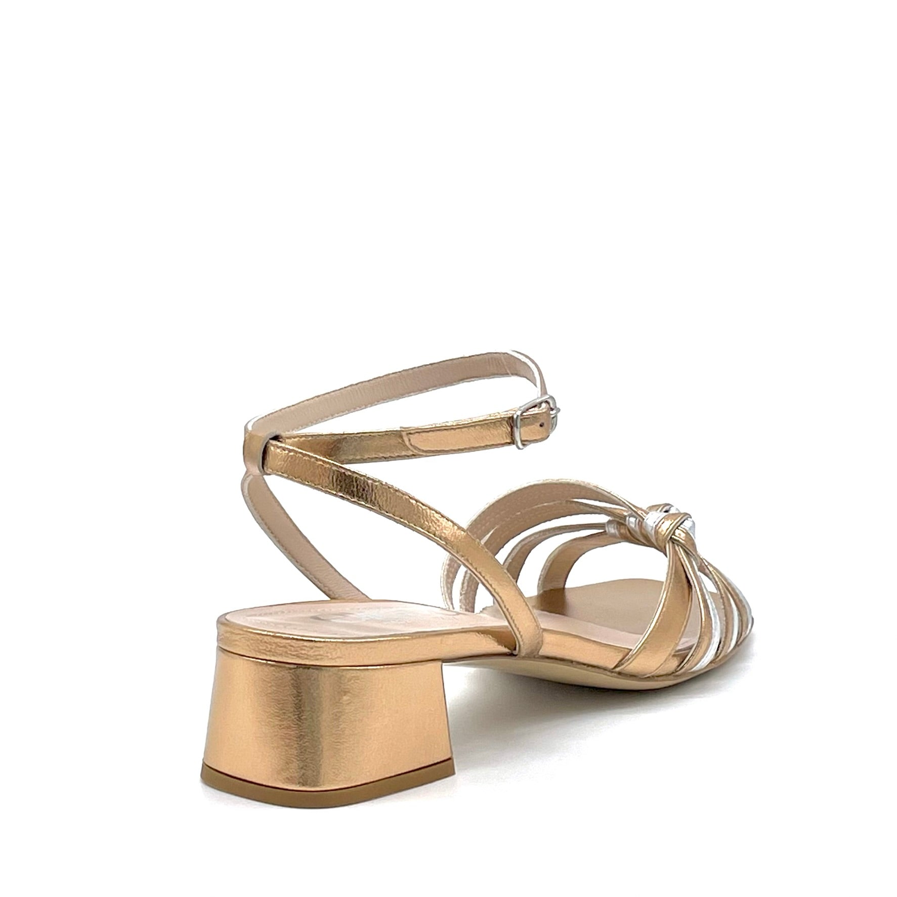 Copper and silver laminate leather sandal – Cod. 15154-1