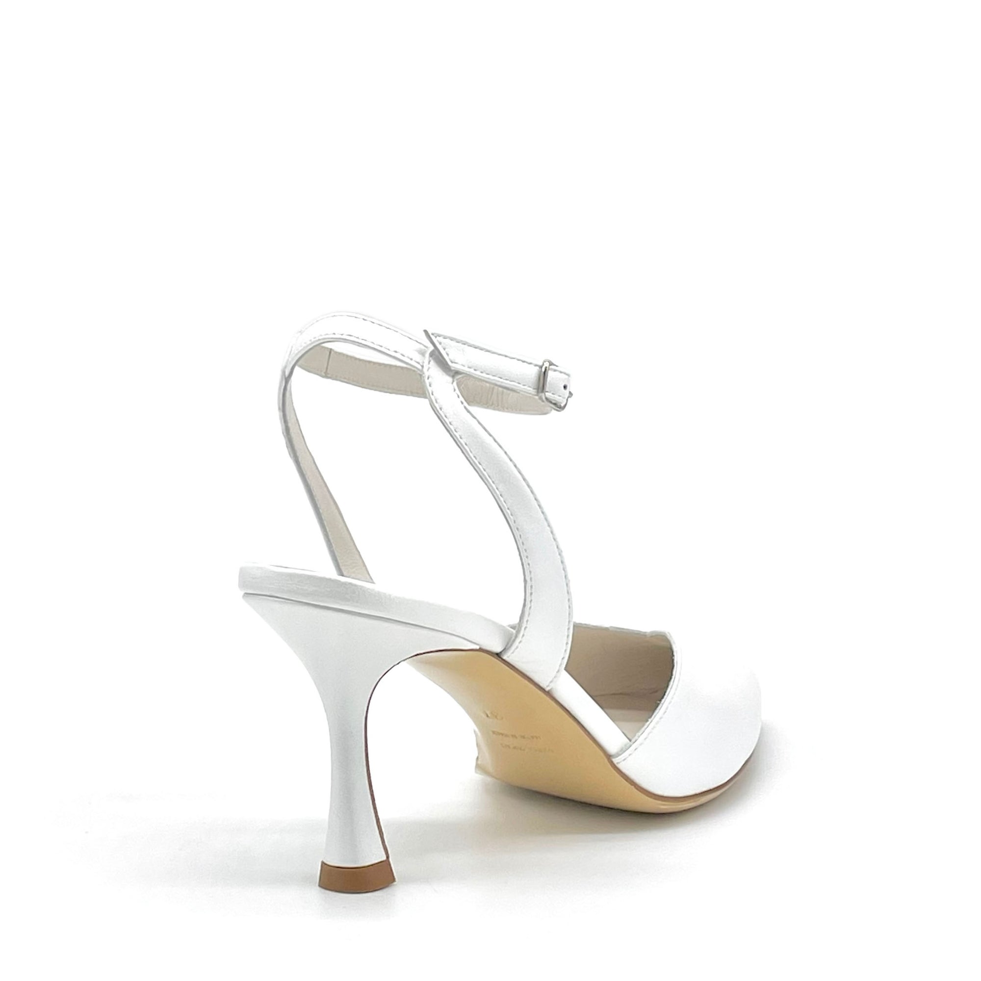 Slingback in pelle perlata bianca e cinturino alla caviglia - Cod S2532