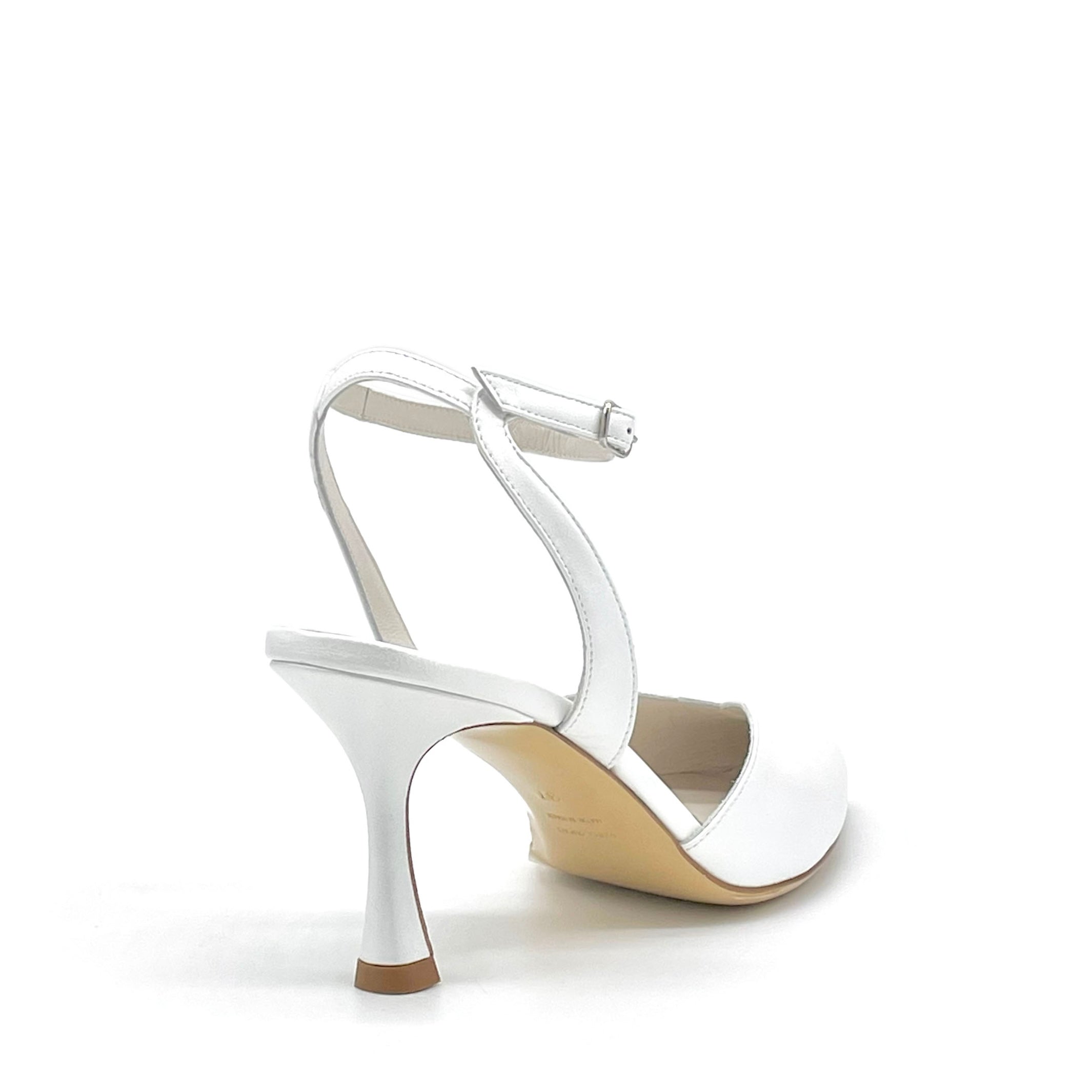 Slingback in pelle perlata bianca e cinturino alla caviglia - Cod S2532