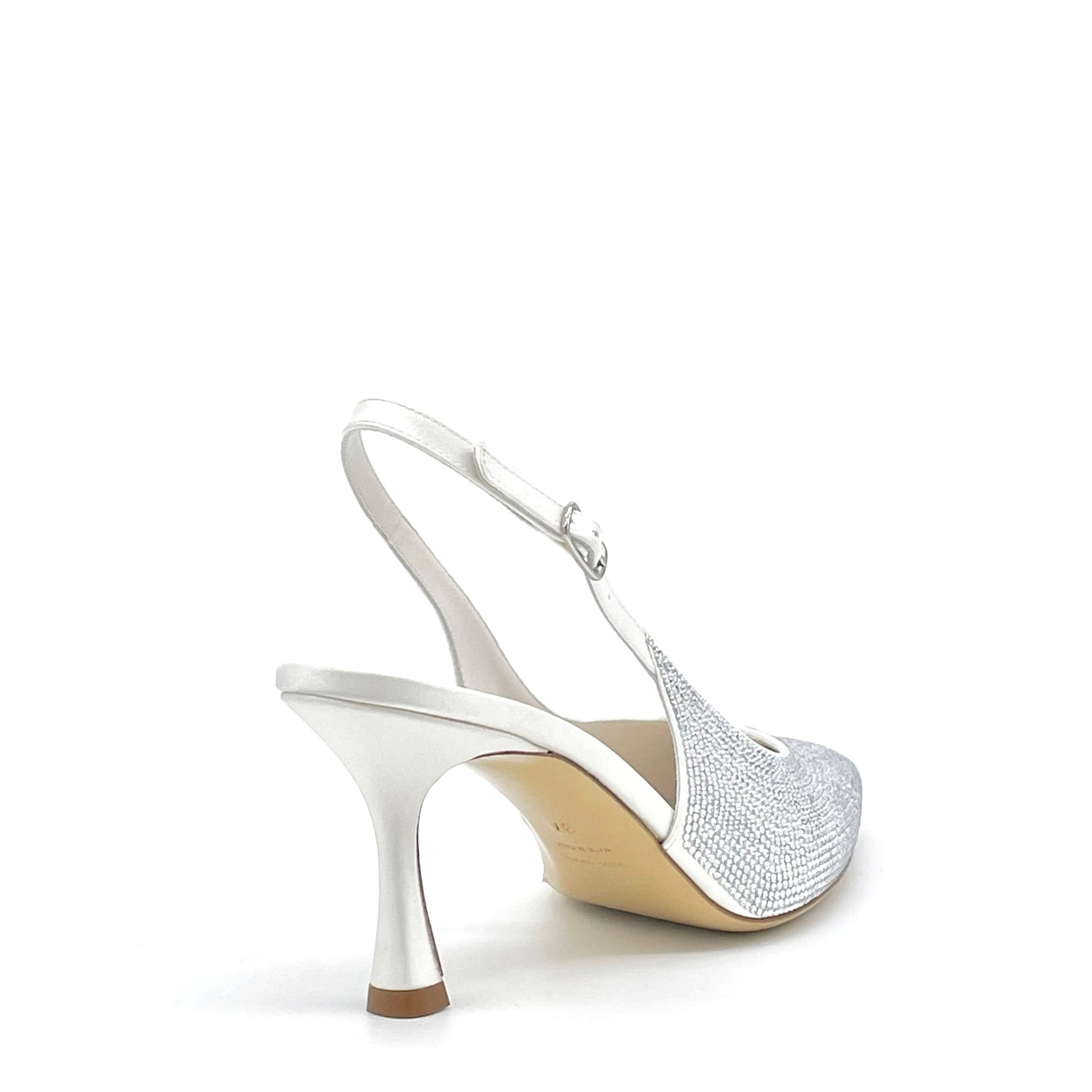 White silk slingback with rhinestones - Cod S2534