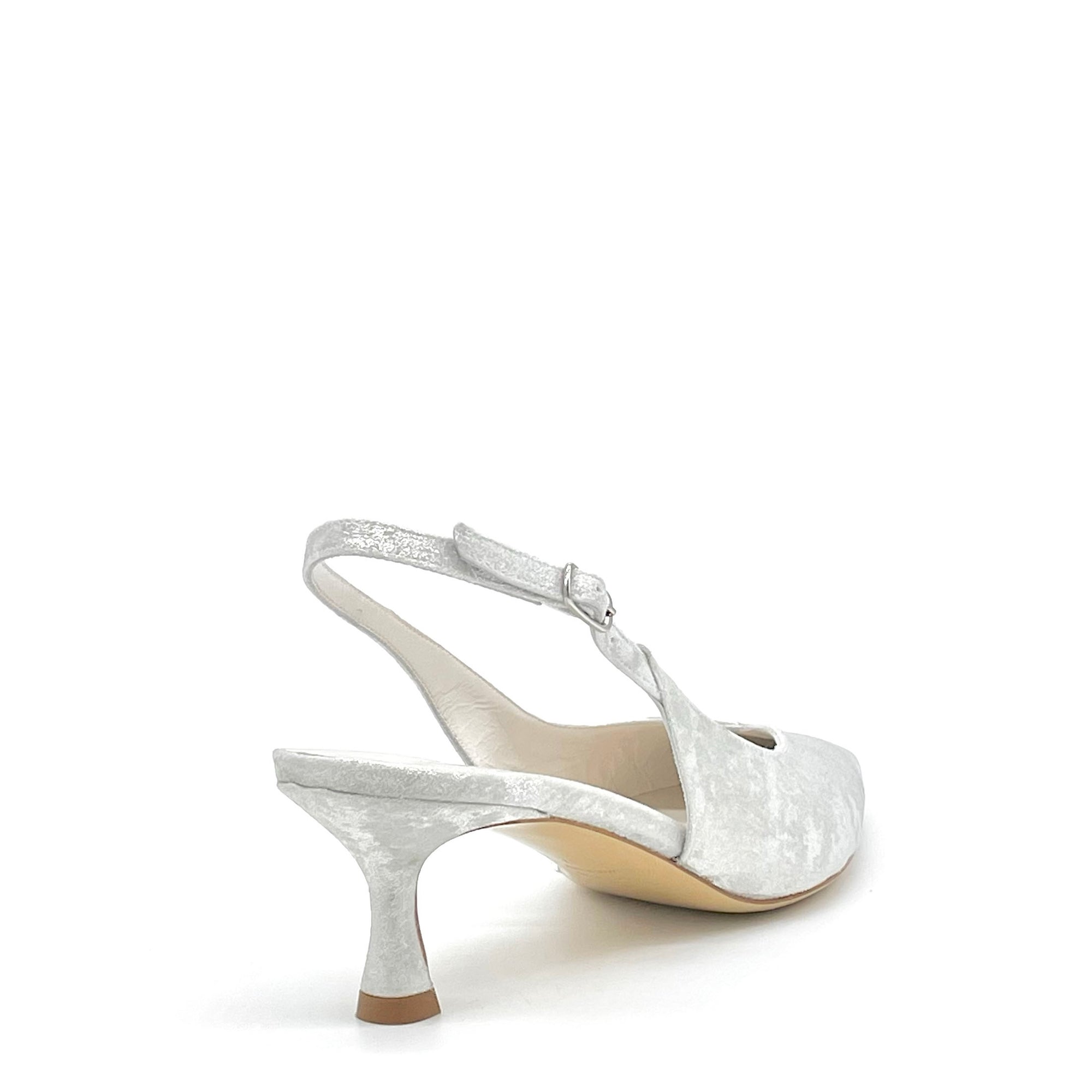Slingback in ciniglia effetto satinato argento - Cod S2535