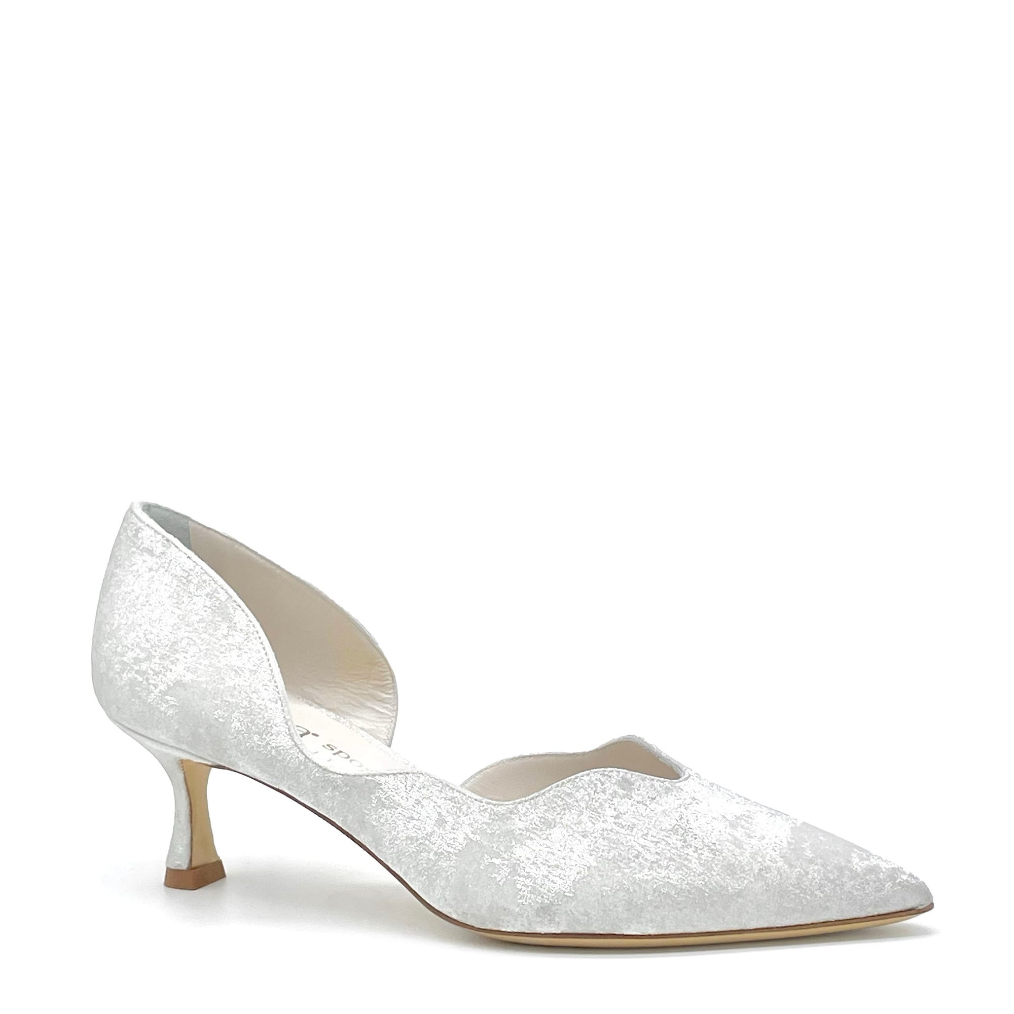 Silver satin effect chenille pump with internal opening - Cod S2537