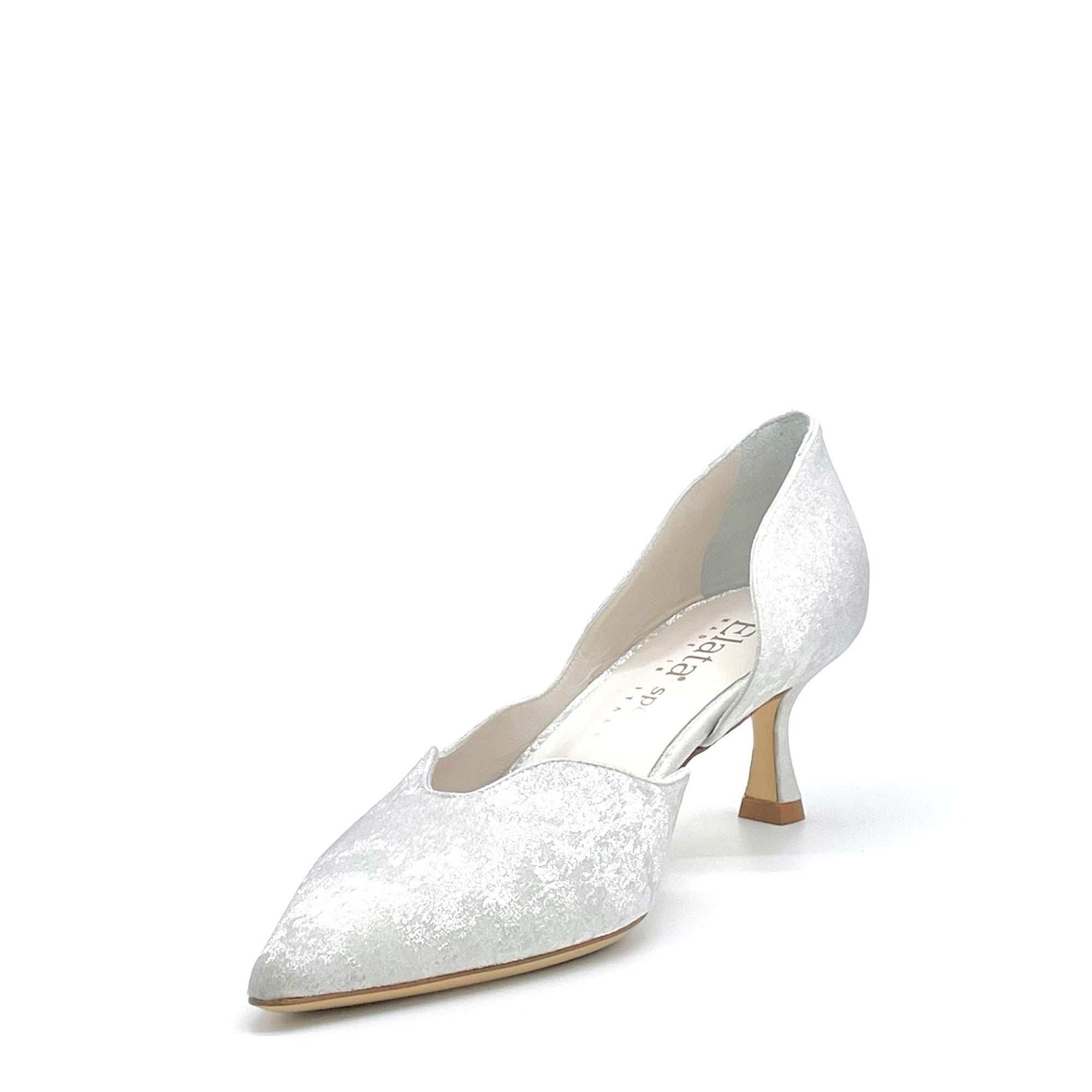 Silver satin effect chenille pump with internal opening - Cod S2537