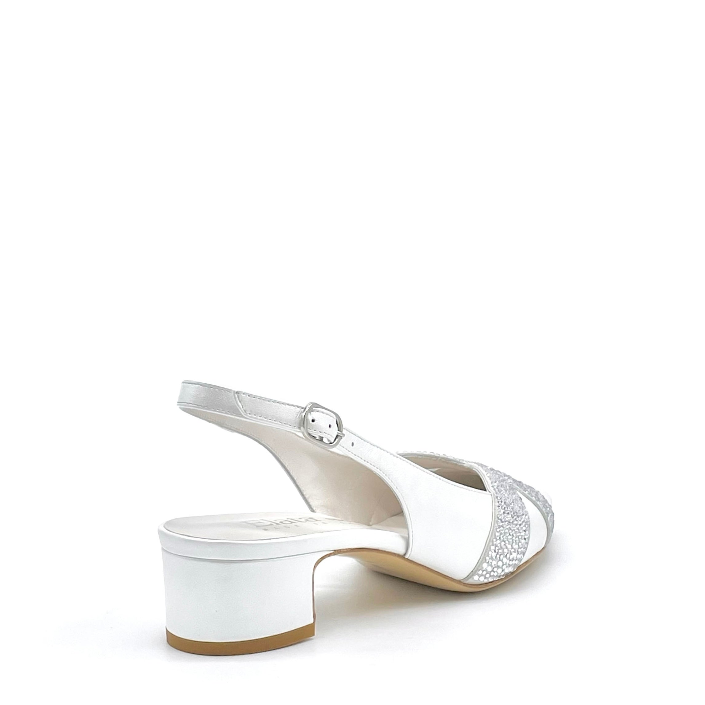 Slingback in pelle perlata bianca e applicazione di strass - Cod S2539