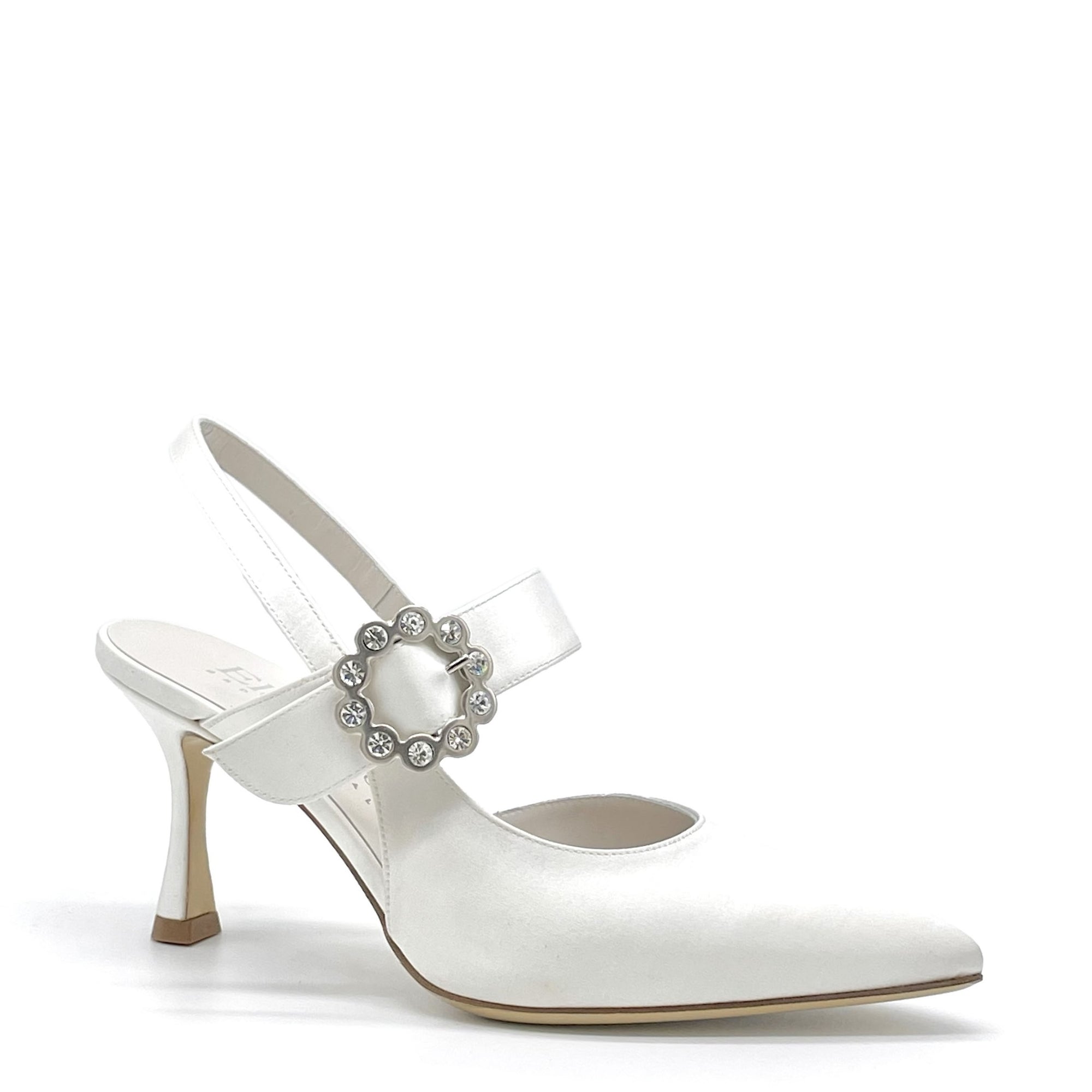 White silk slingback with jewel buckle - Cod S2540