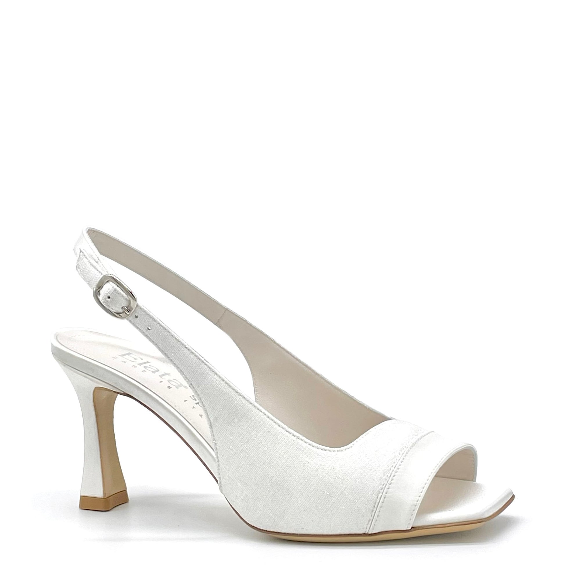 White silk and laminate  fabric sandal - Cod S2541
