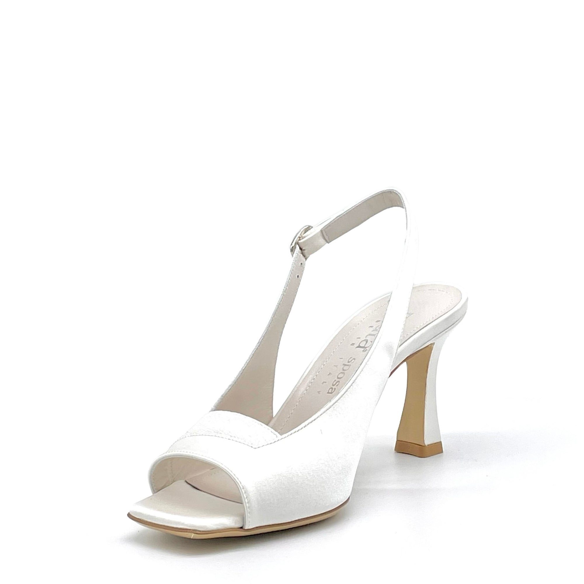 White silk and laminate  fabric sandal - Cod S2541