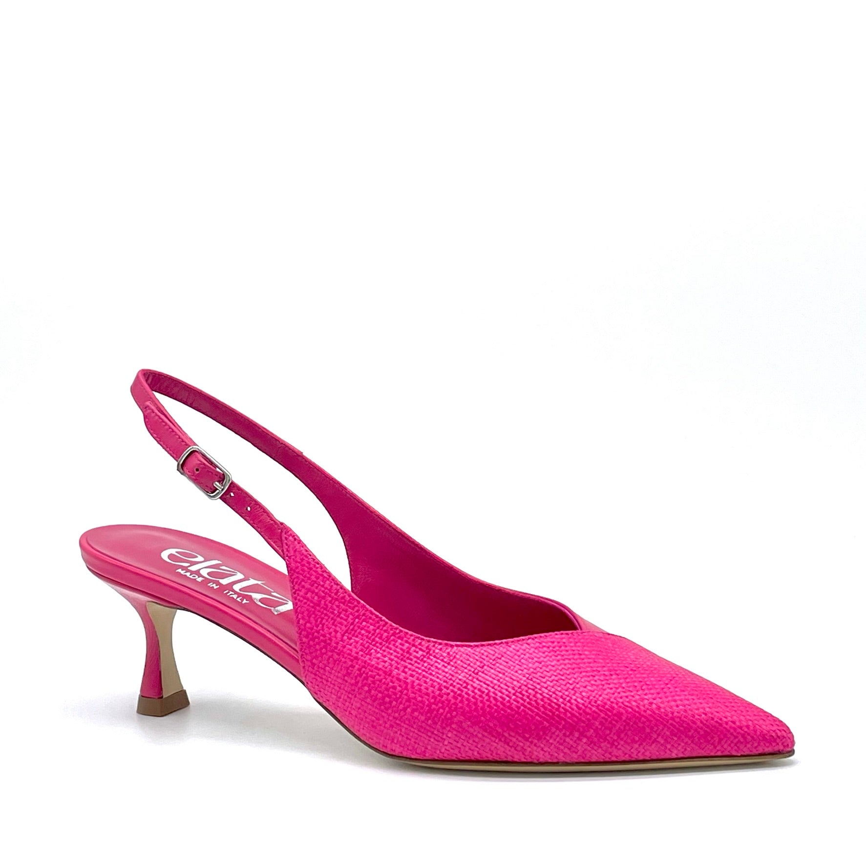 Slingback in rafia e pelle fucsia – Cod. 15114-1
