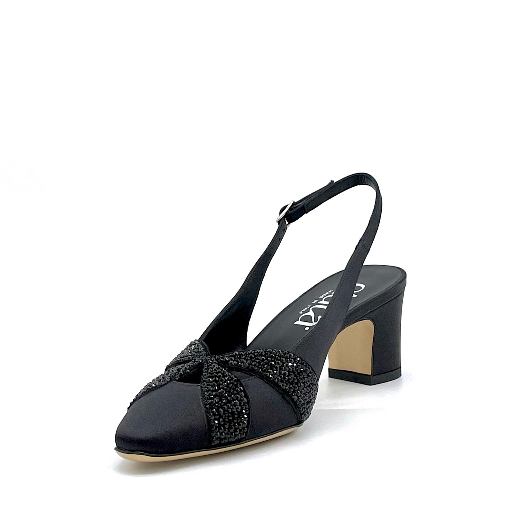 Black silk slingback with rhinestones – Cod. 15116