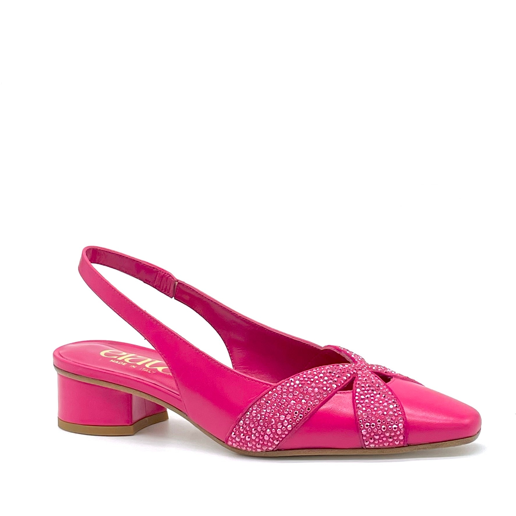 Fuchsia leather slingback with rhinestones – Cod. 15171