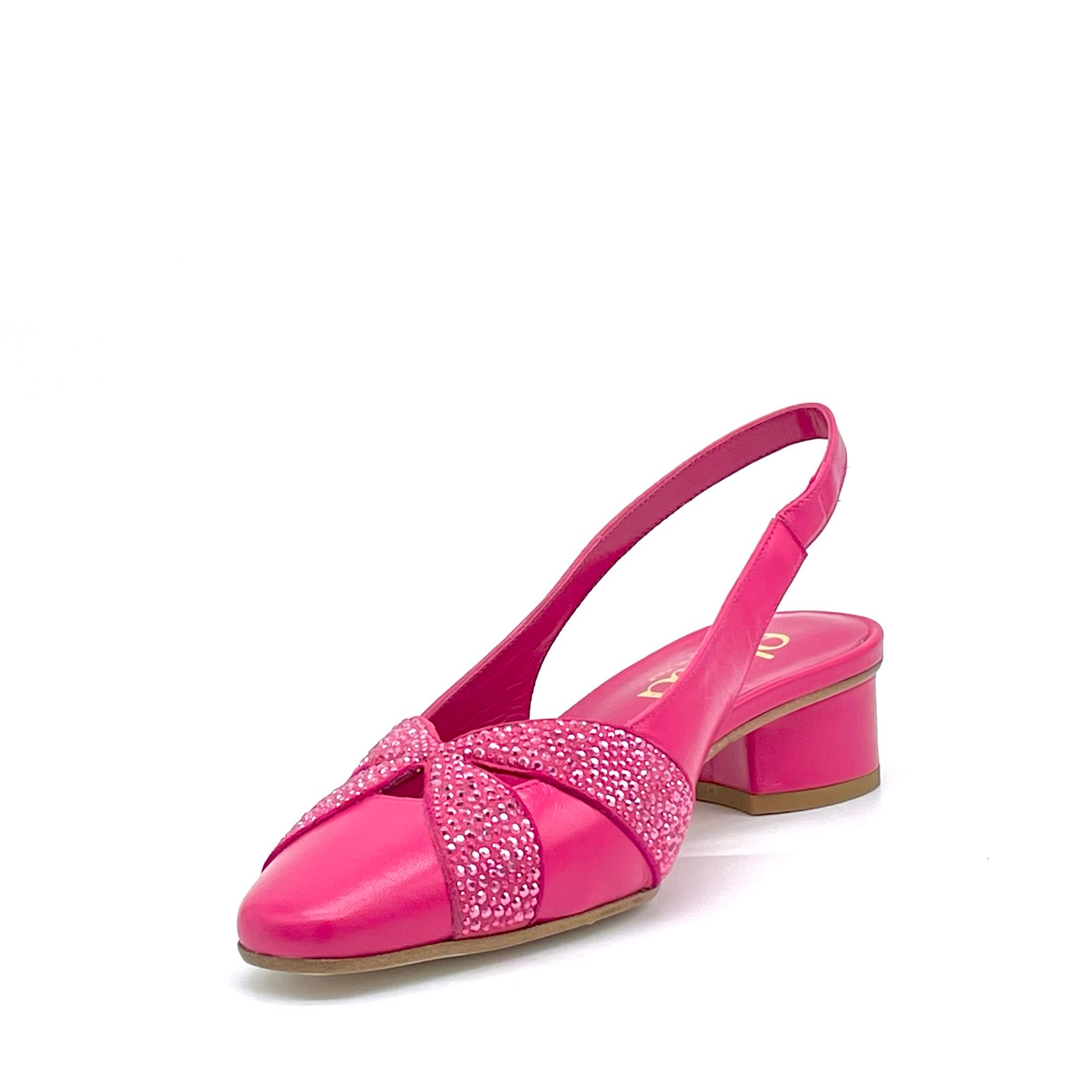 Fuchsia leather slingback with rhinestones – Cod. 15171