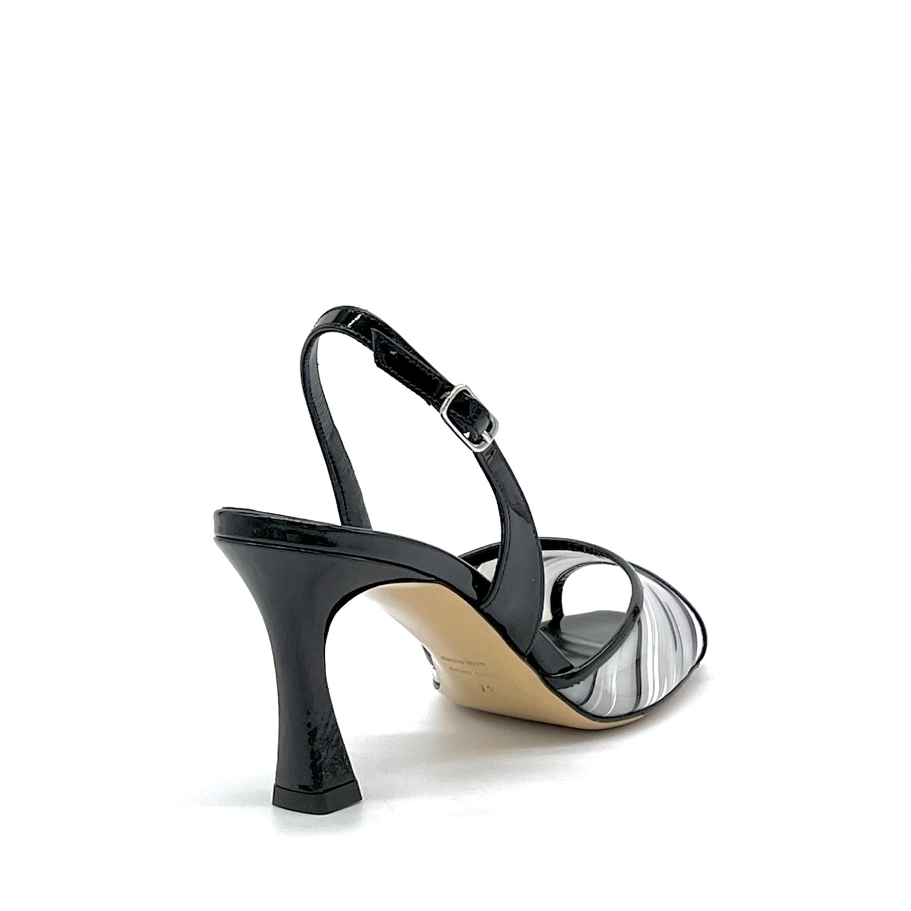 Black patent and black and white vinyl sandal – Cod. 15138