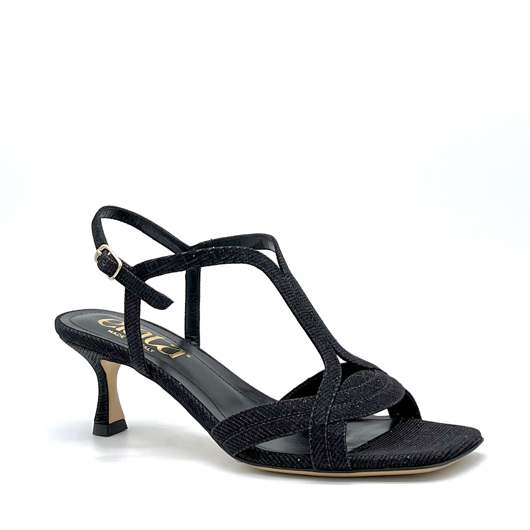 Black laminate fabric sandal – Cod. 15146-1