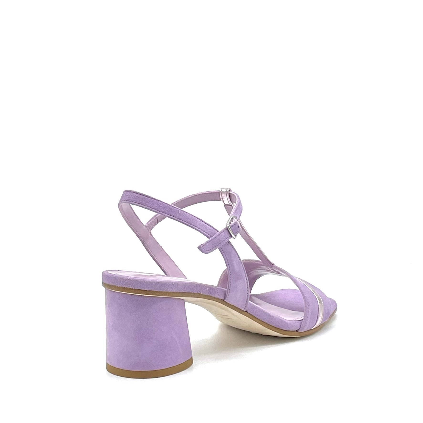 Sandalo in camoscio e pelle laminata lavanda – Cod. 15148-4