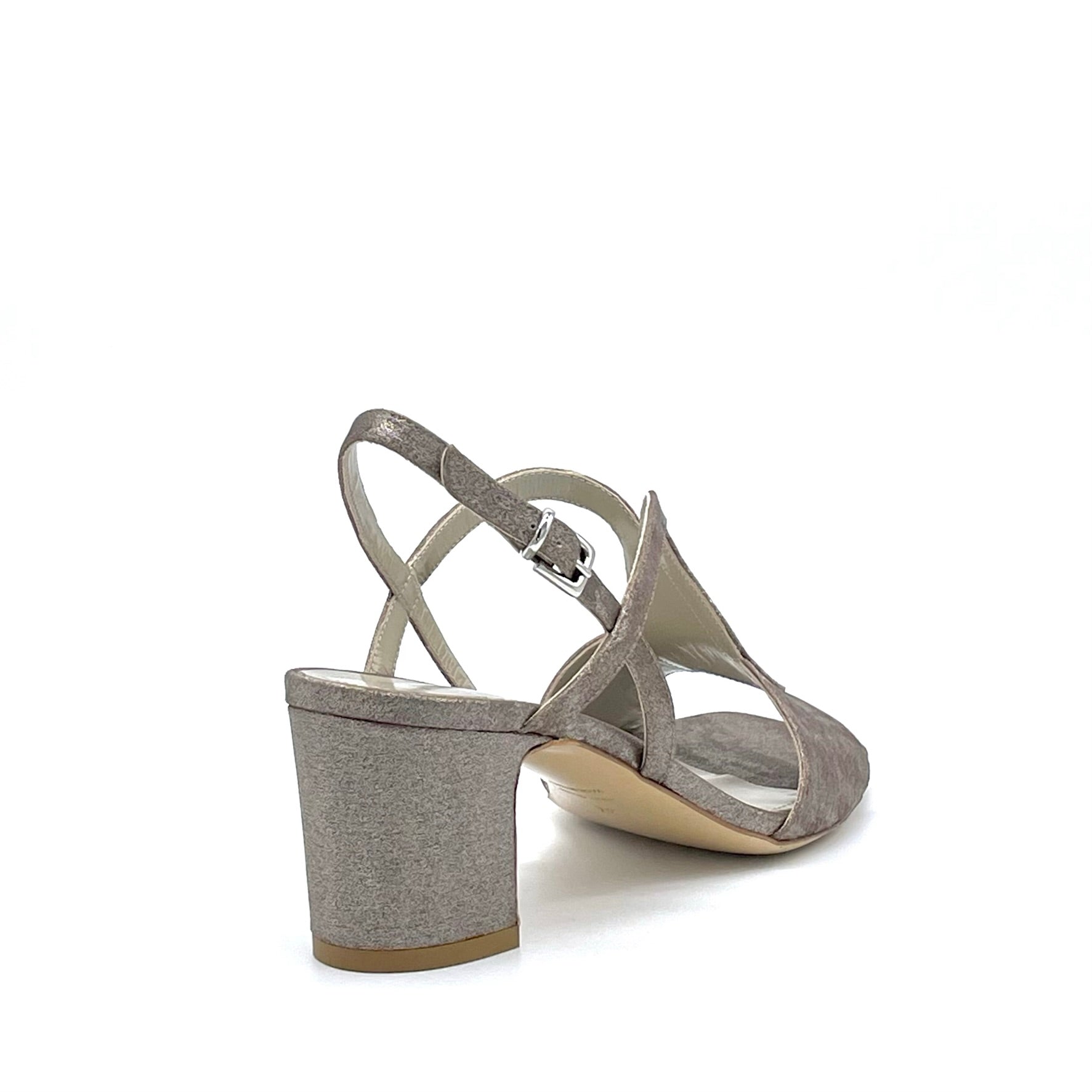 Sandalo in ciniglia satinata color peltro – Cod. 15151