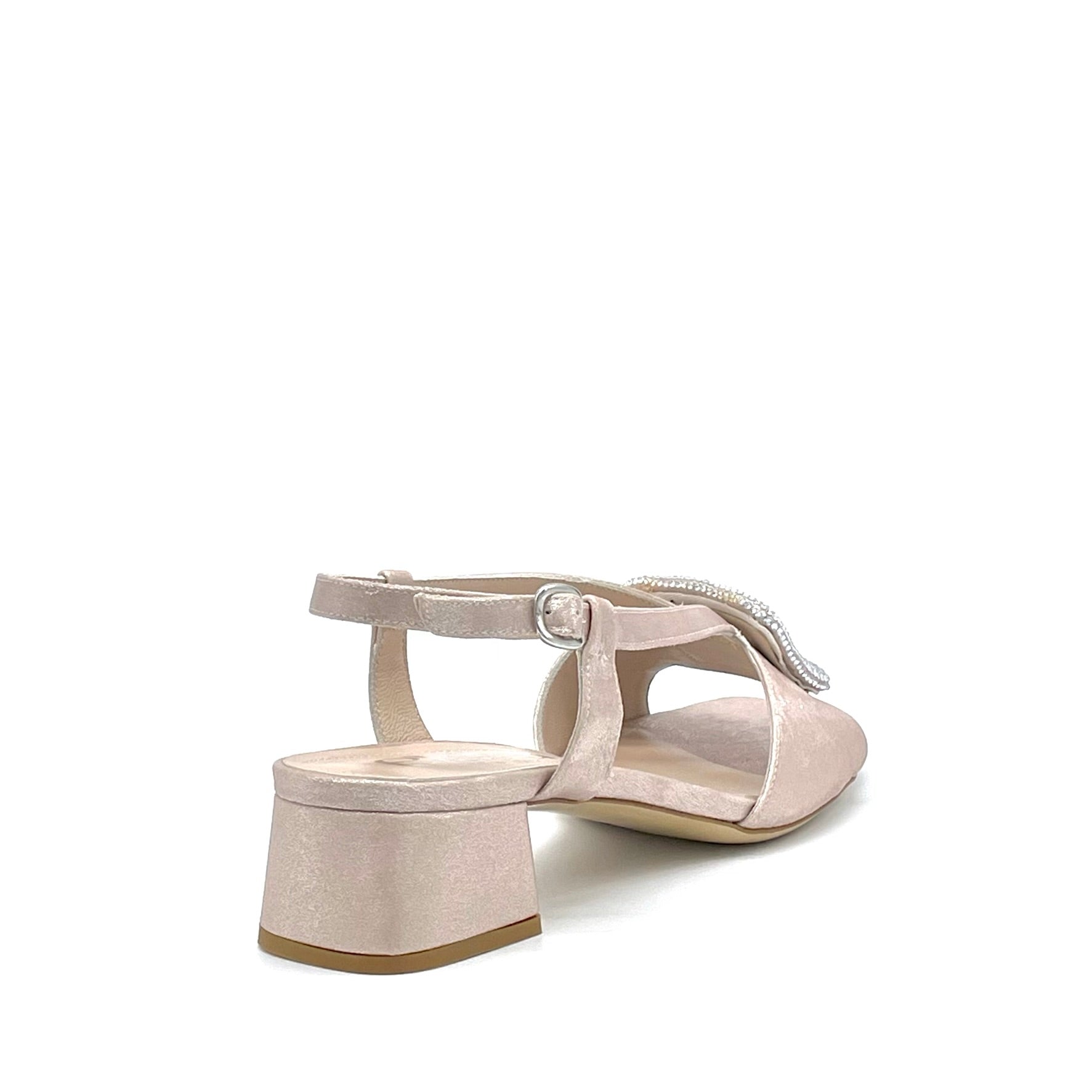 Sandalo in ciniglia satinata color nude e fibbia gioiello – Cod. 15153