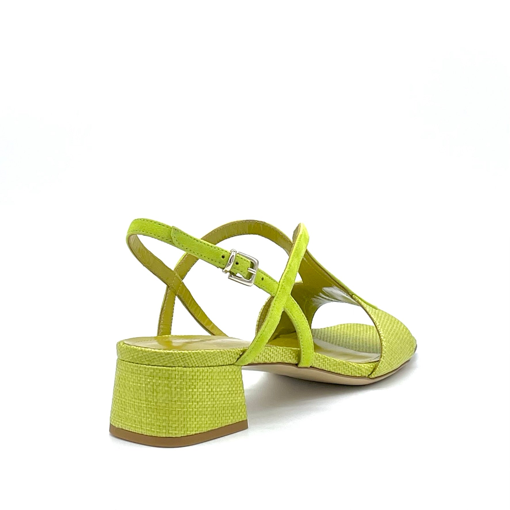 Sandalo in camoscio e rafia color lime – Cod. 15155-1