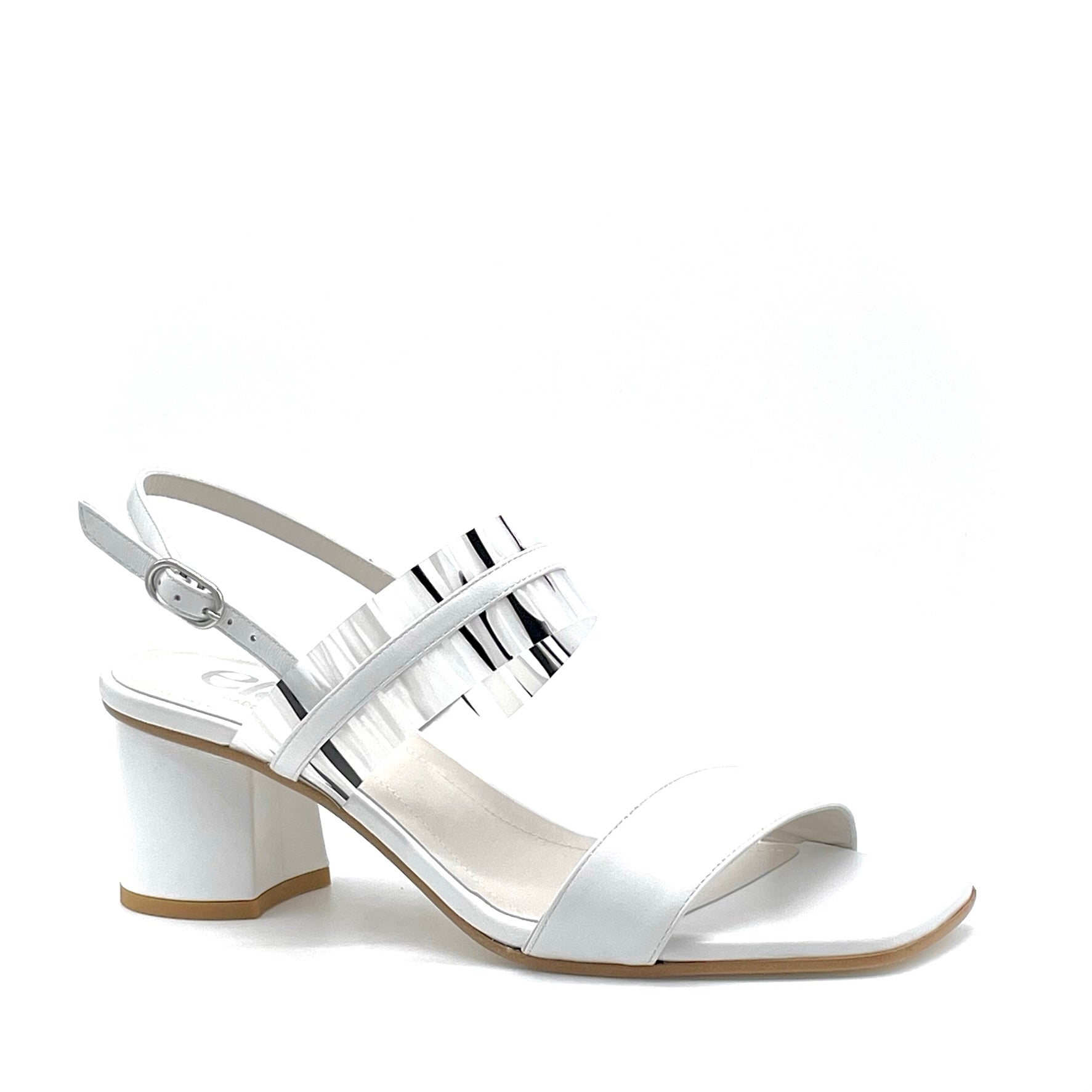 White leather and black and white vinyl sandal – Cod. 15159