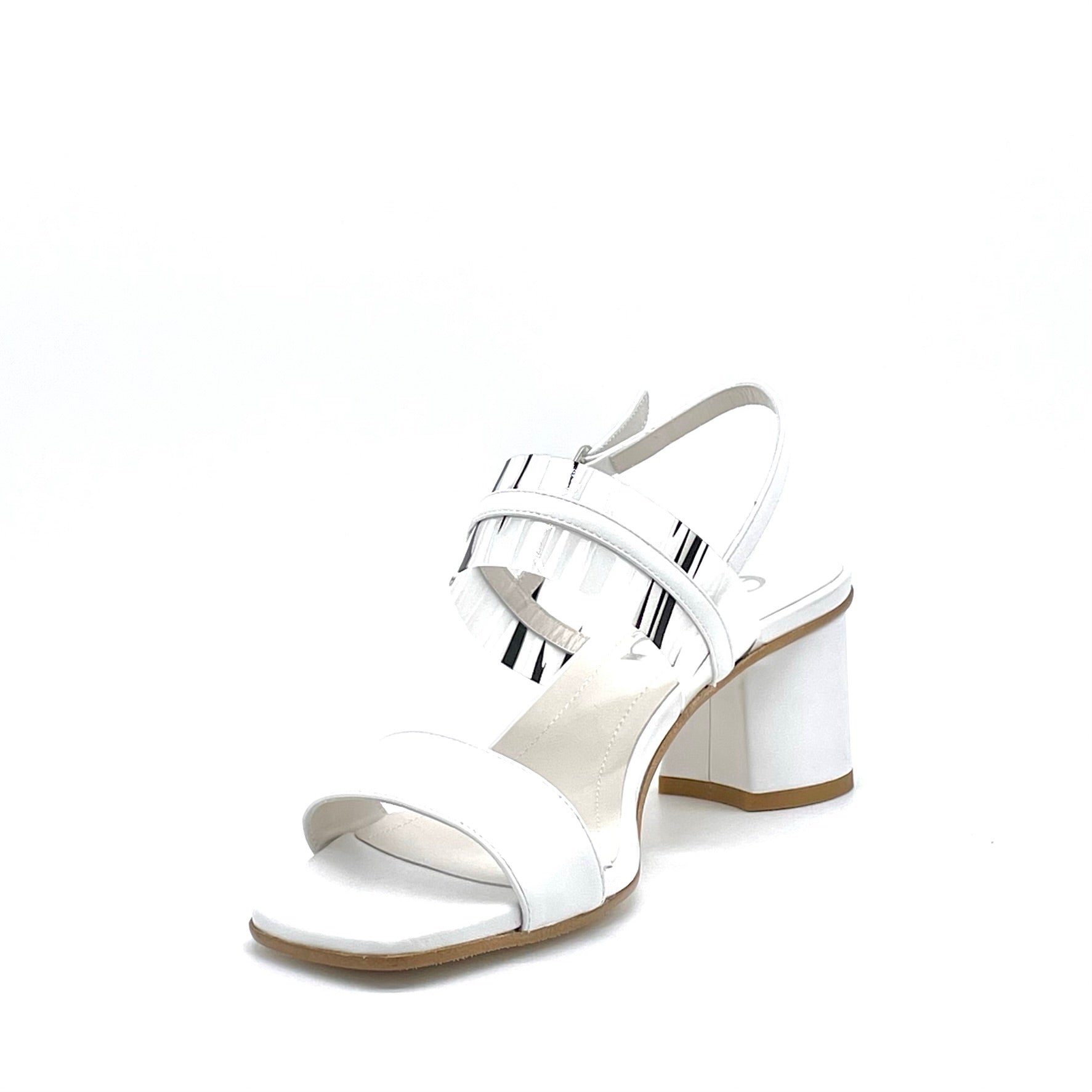 White leather and black and white vinyl sandal – Cod. 15159