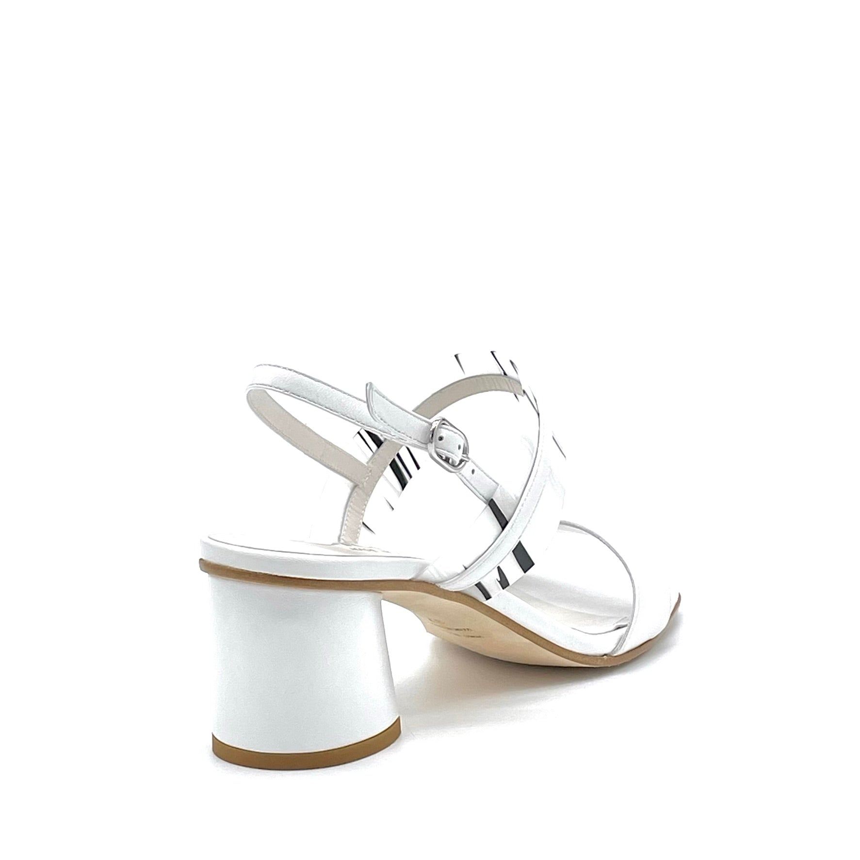 Sandalo in pelle bianca e vinile black and white – Cod. 15159