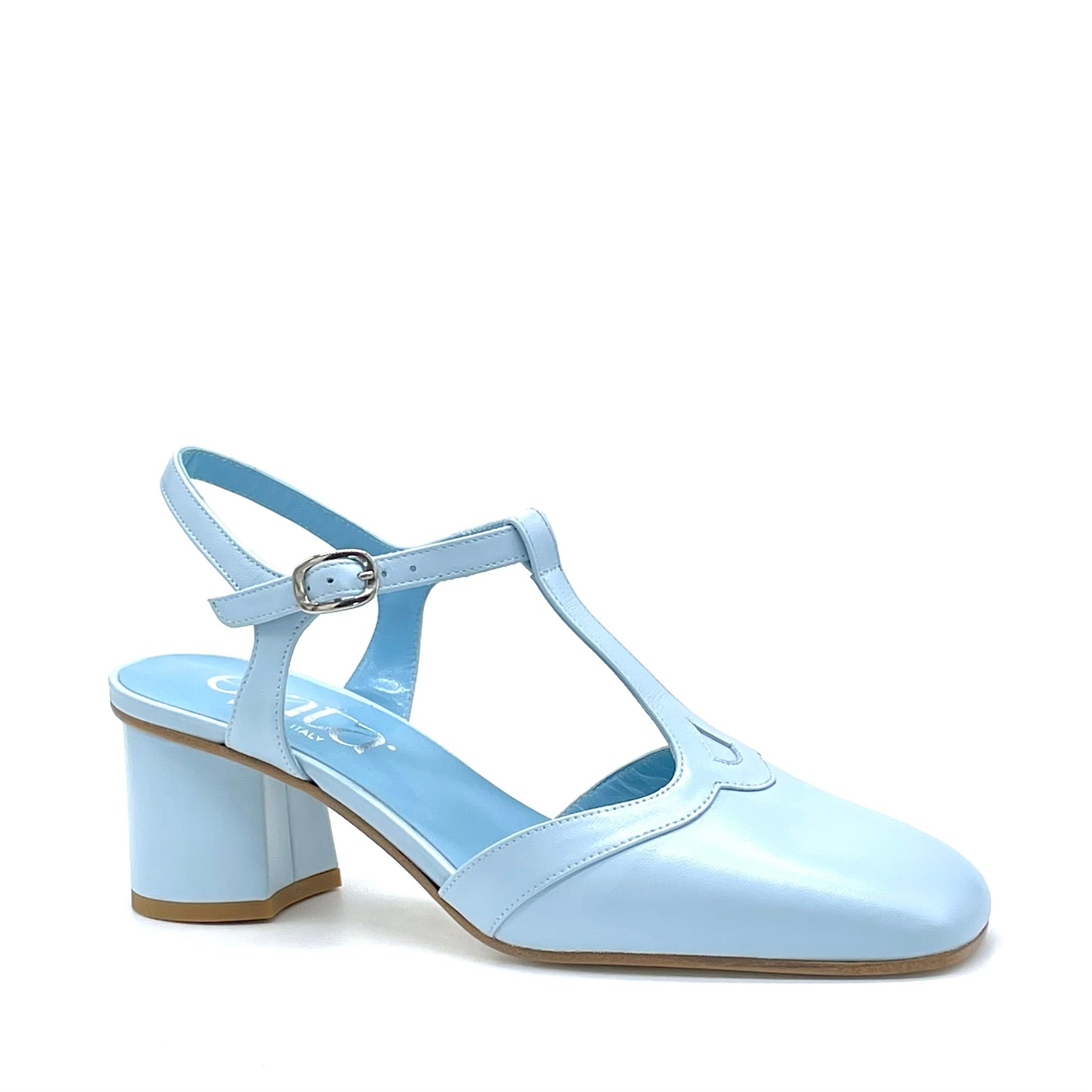 Light blue leather t-bar – Cod. 15166