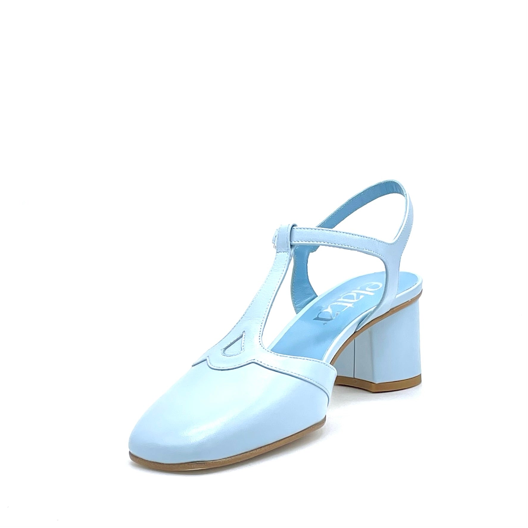 Light blue leather t-bar – Cod. 15166