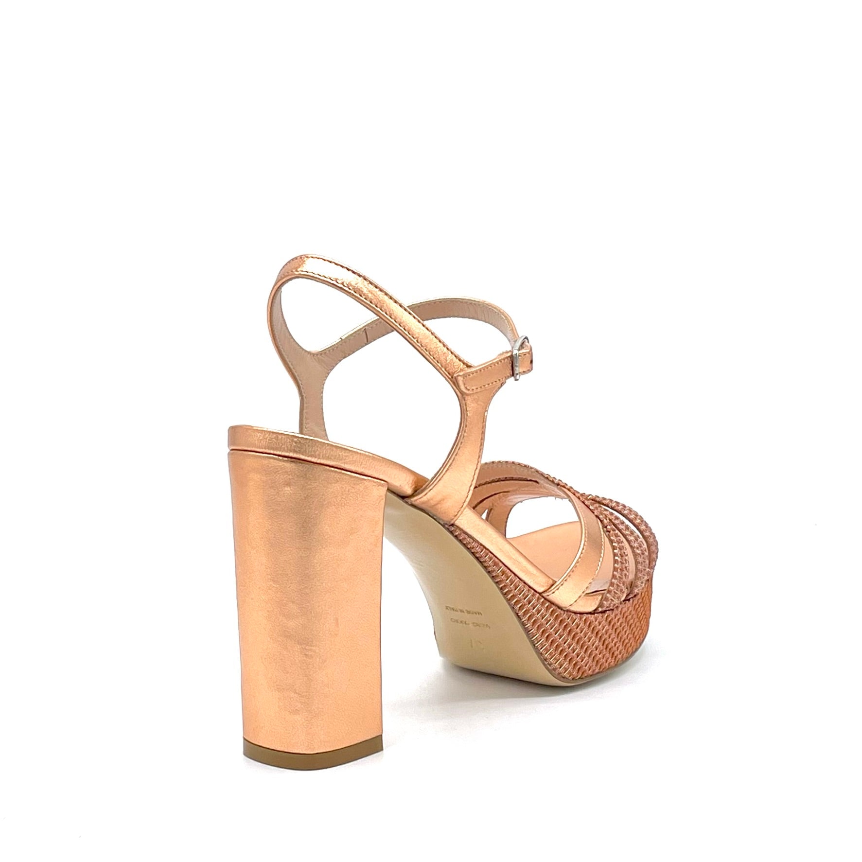 Copper laminate leather and fabric sandal – Cod. 15173