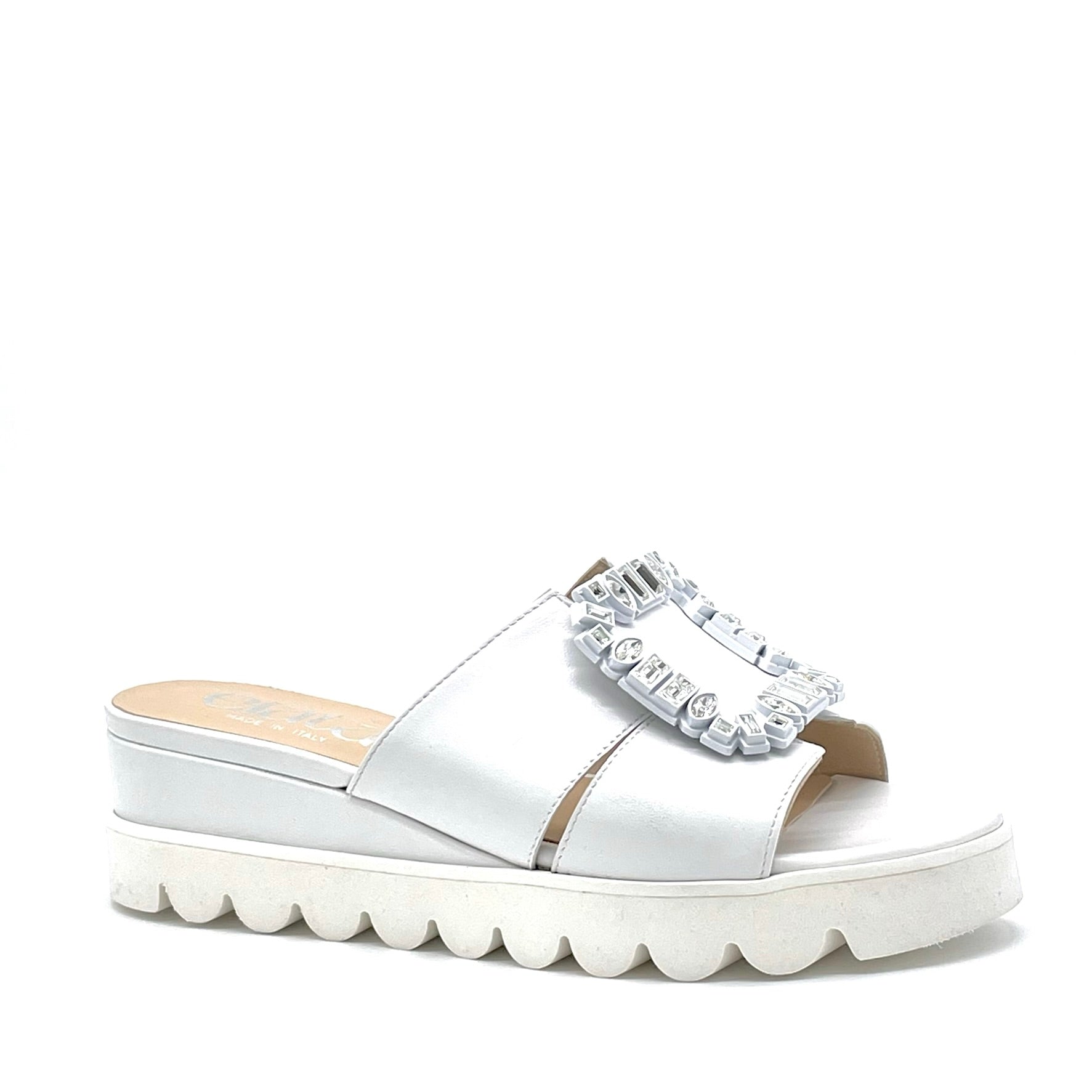 White leather mule with jewel buckle cod – Cod. 15178