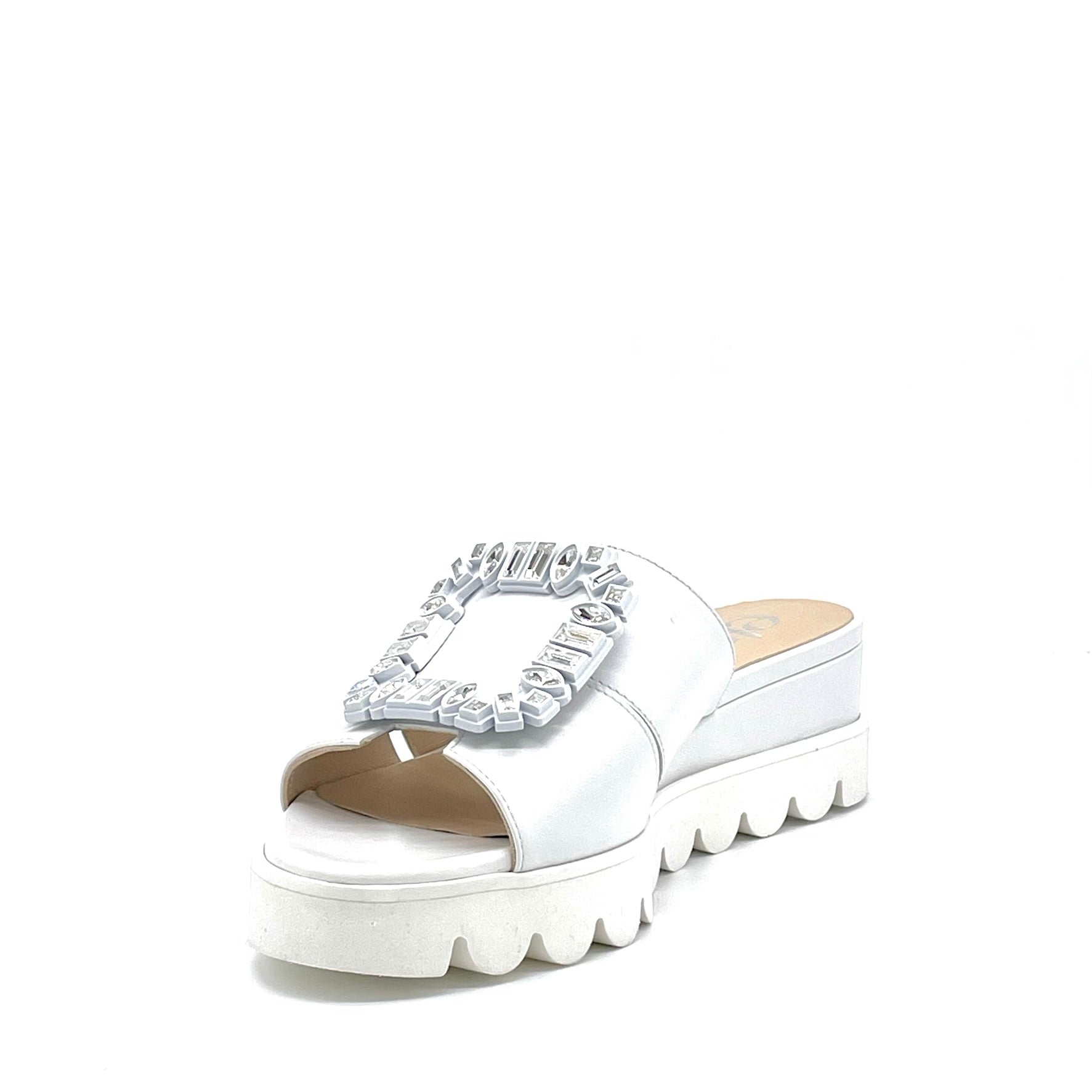 White leather mule with jewel buckle cod – Cod. 15178