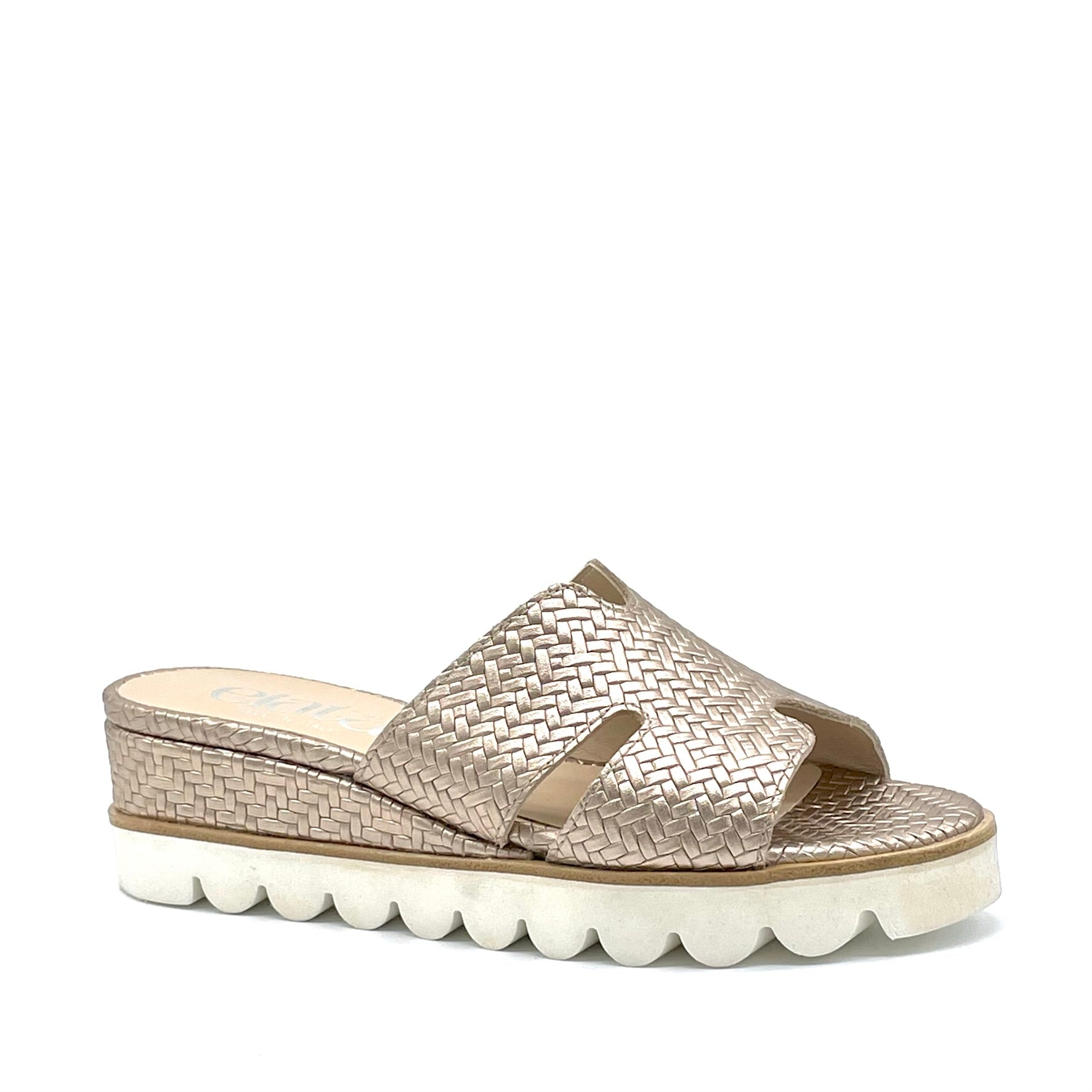 Mule in pelle color ostrica effetto intrecciato– Cod. 15179