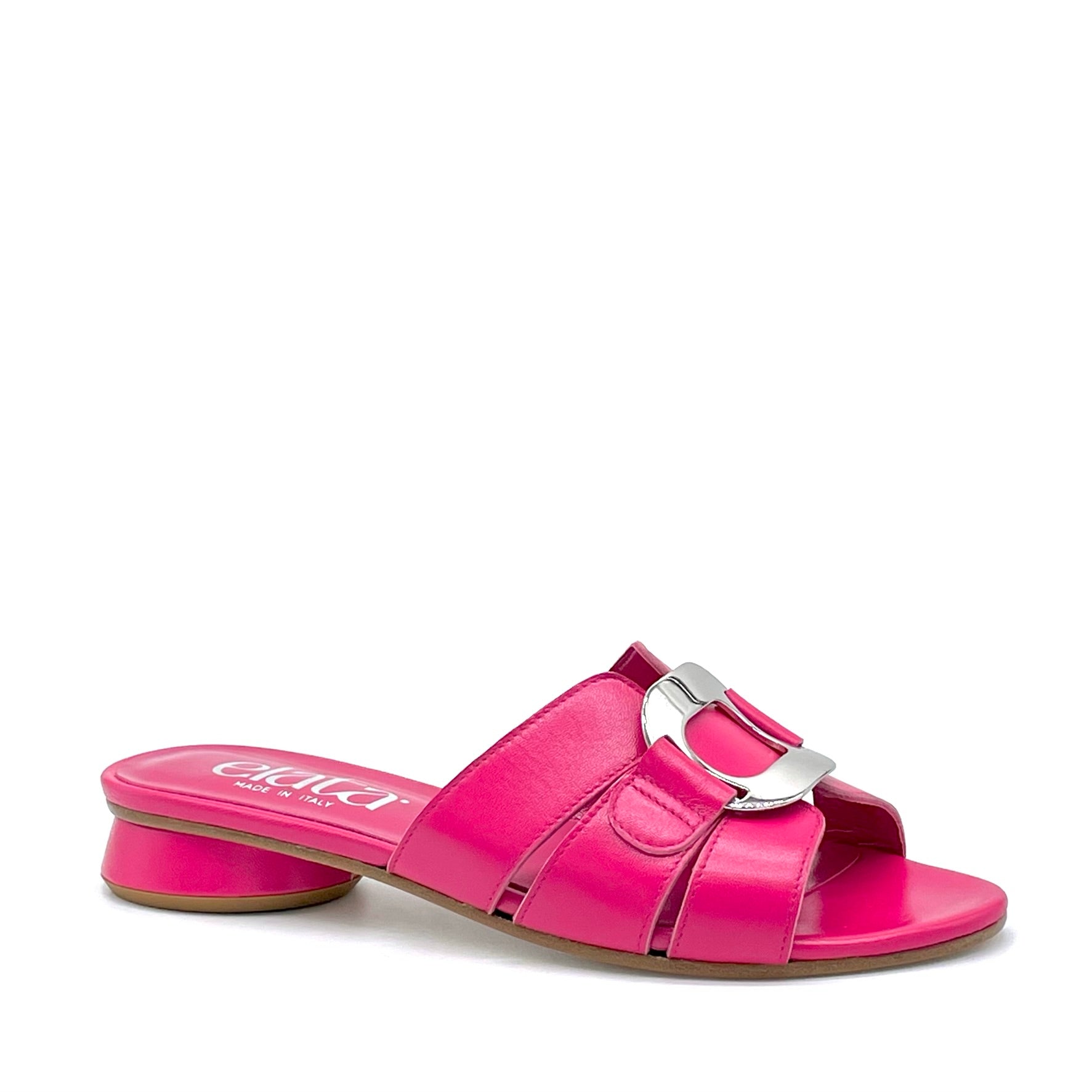Fuchsia leather mule with silver accessory – Cod. 15182-1