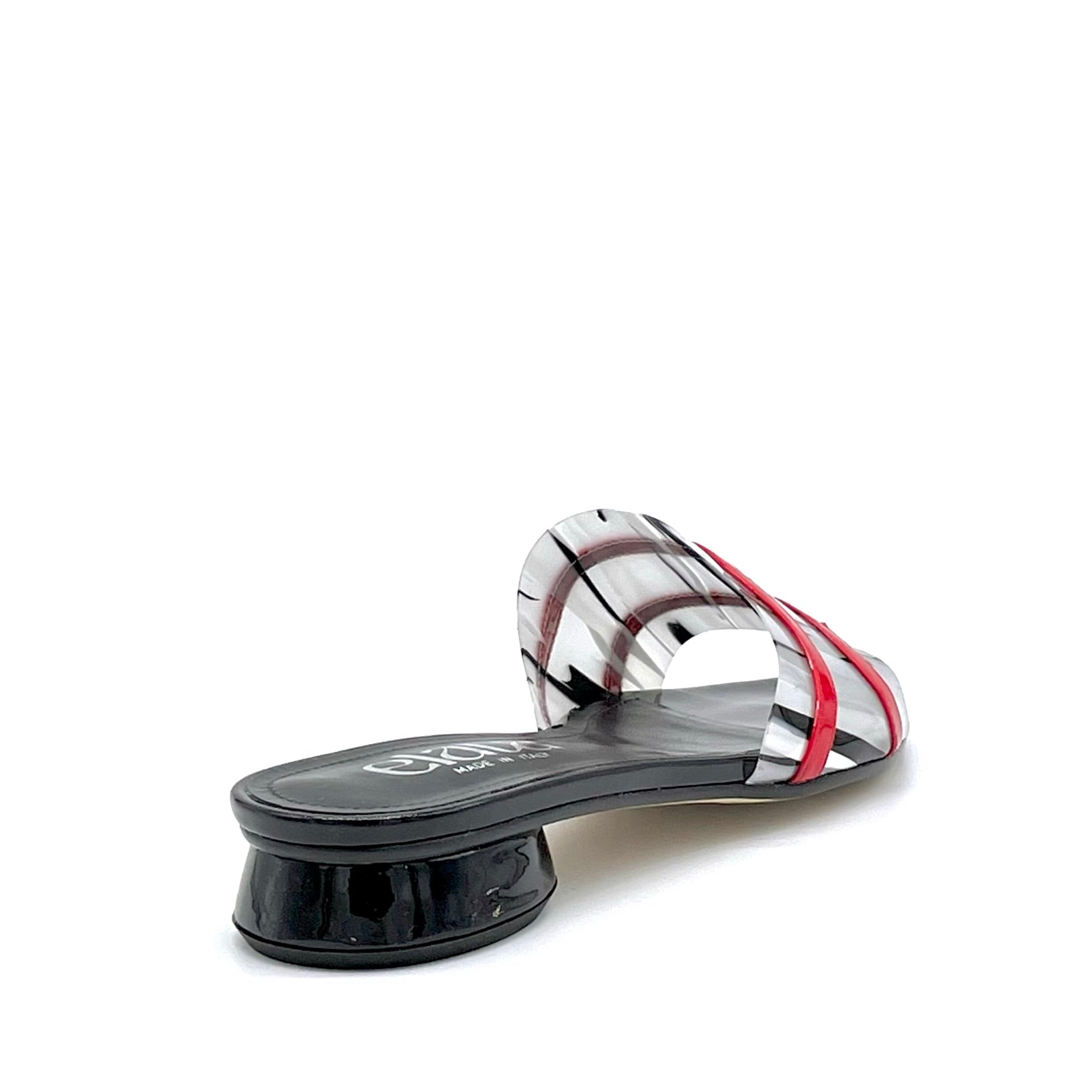 Black patent mule with red patent insert and black and white vinyl – Cod. 15183-1