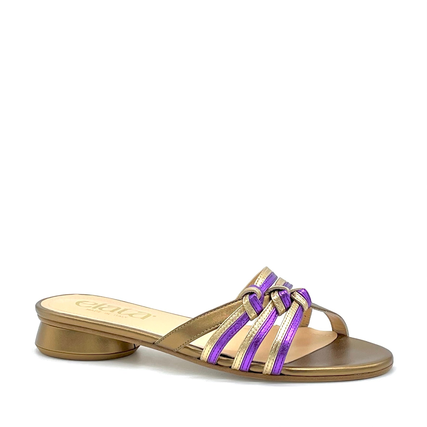 Bronze, gold and purple laminate leather mule – Cod. 15184-1