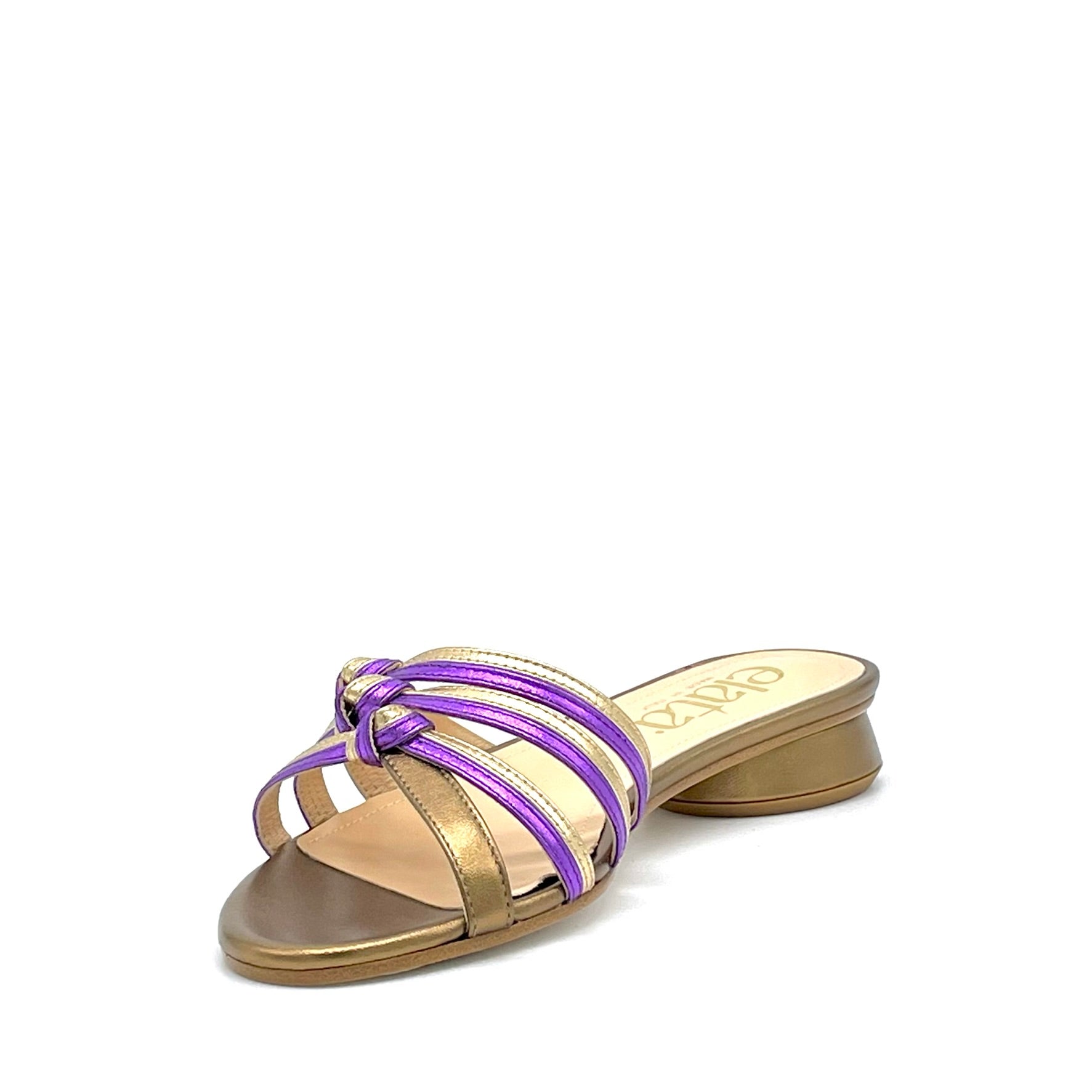 Bronze, gold and purple laminate leather mule – Cod. 15184-1