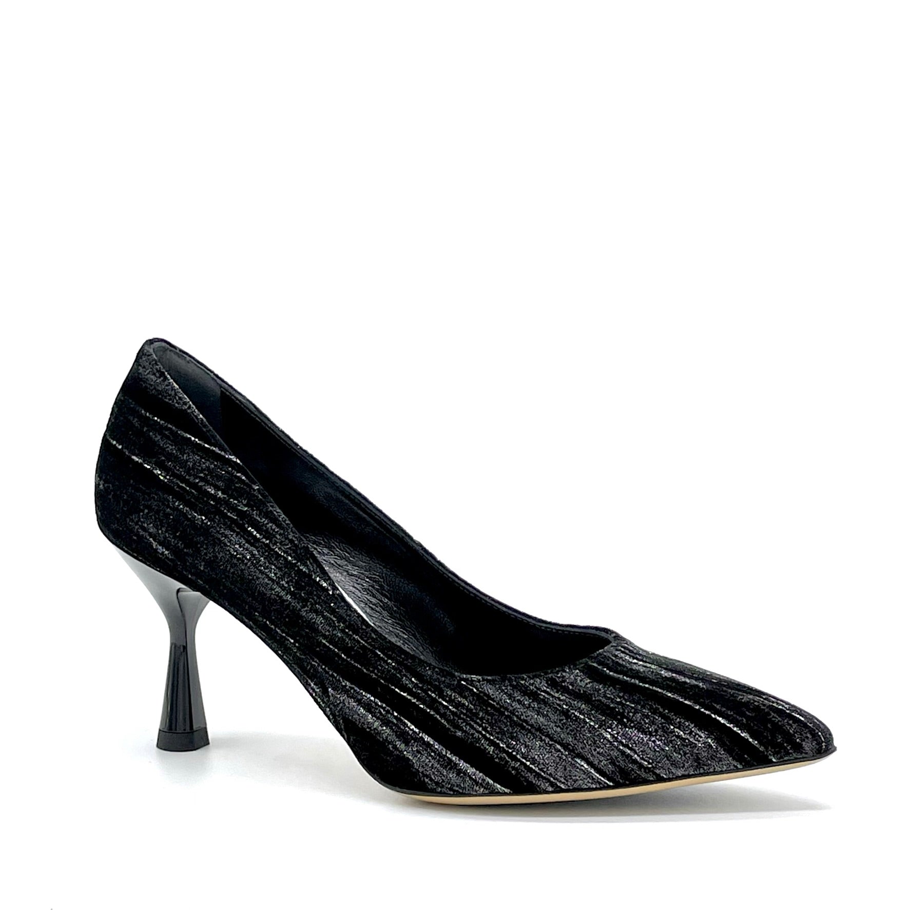 Striped effect Black velvet pump – Cod. 55501-1