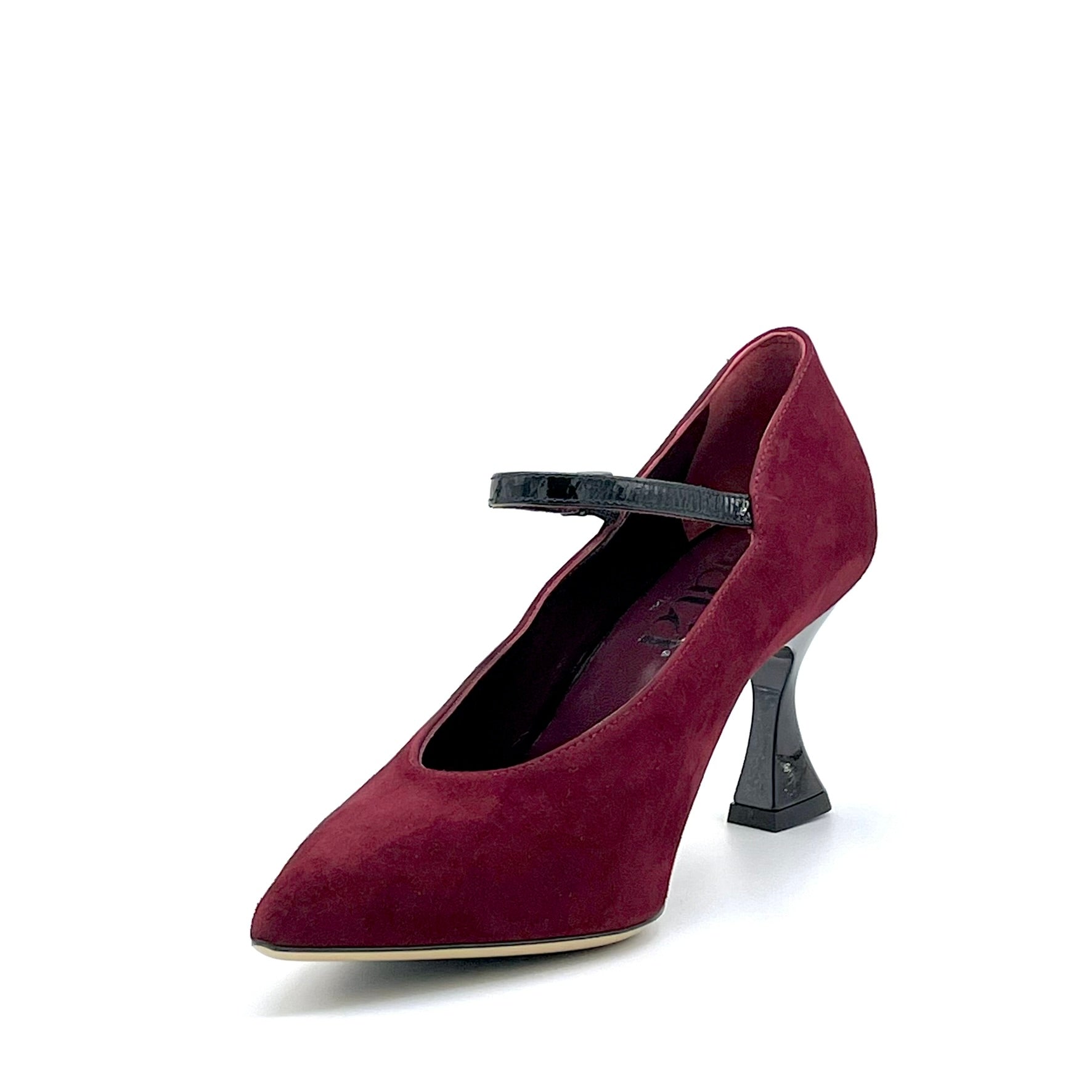 Bordeaux suede mary jane and Creased black patent effect – Cod. 55502