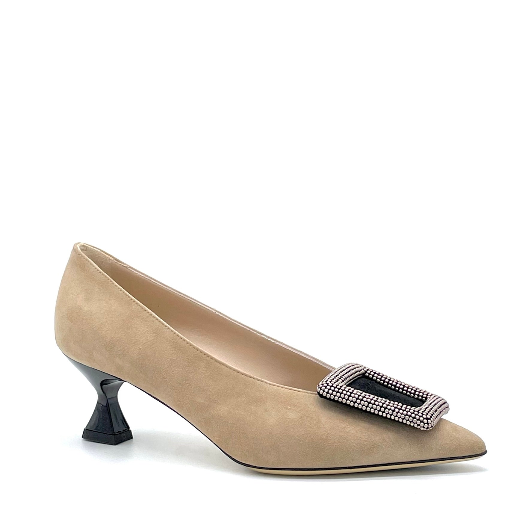 Beige suede pump with jewel buckle – Cod. 55507