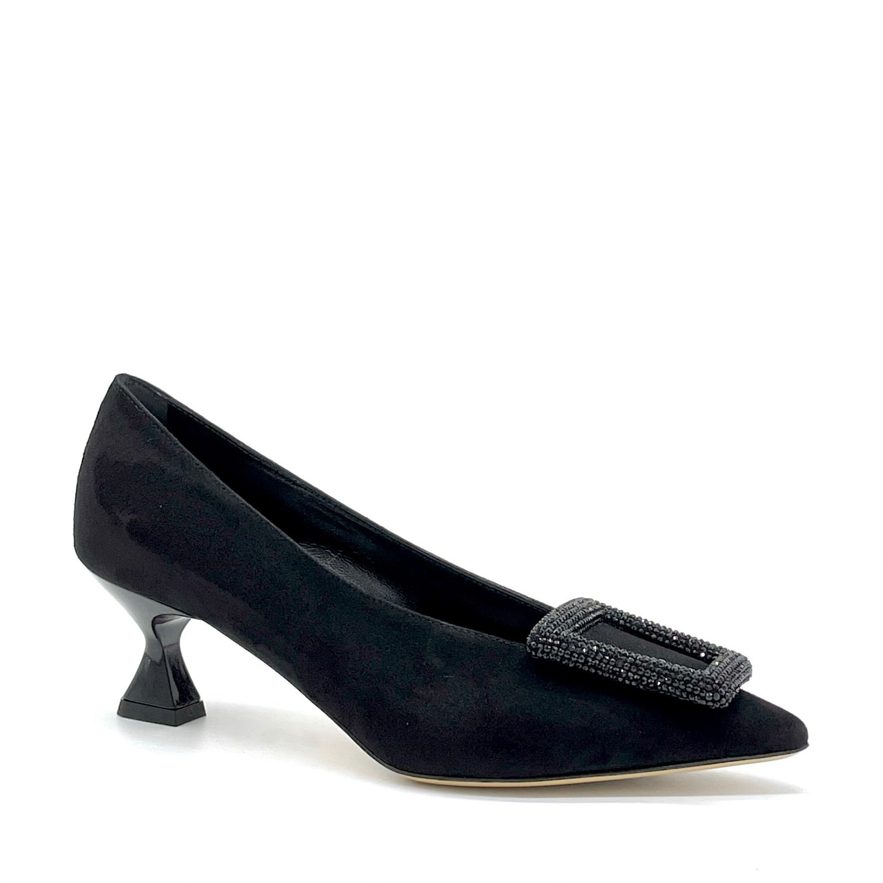 Black suede pump with jewel buckle – Cod. 55507-1