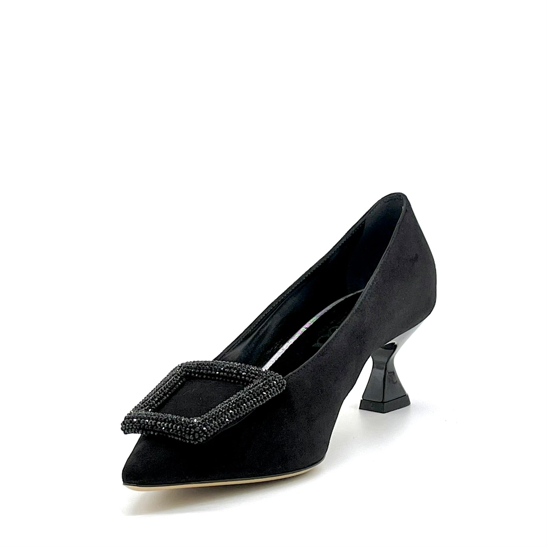 Black suede pump with jewel buckle – Cod. 55507-1