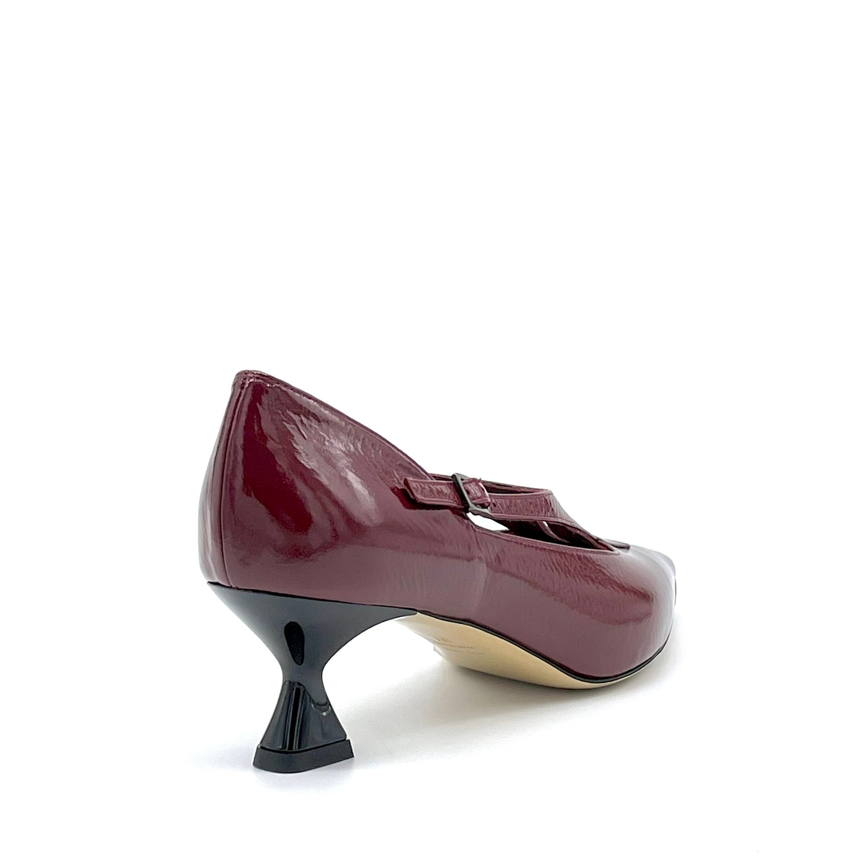 T-bar in vernice effetto stropicciato bordeaux – Cod. 55508