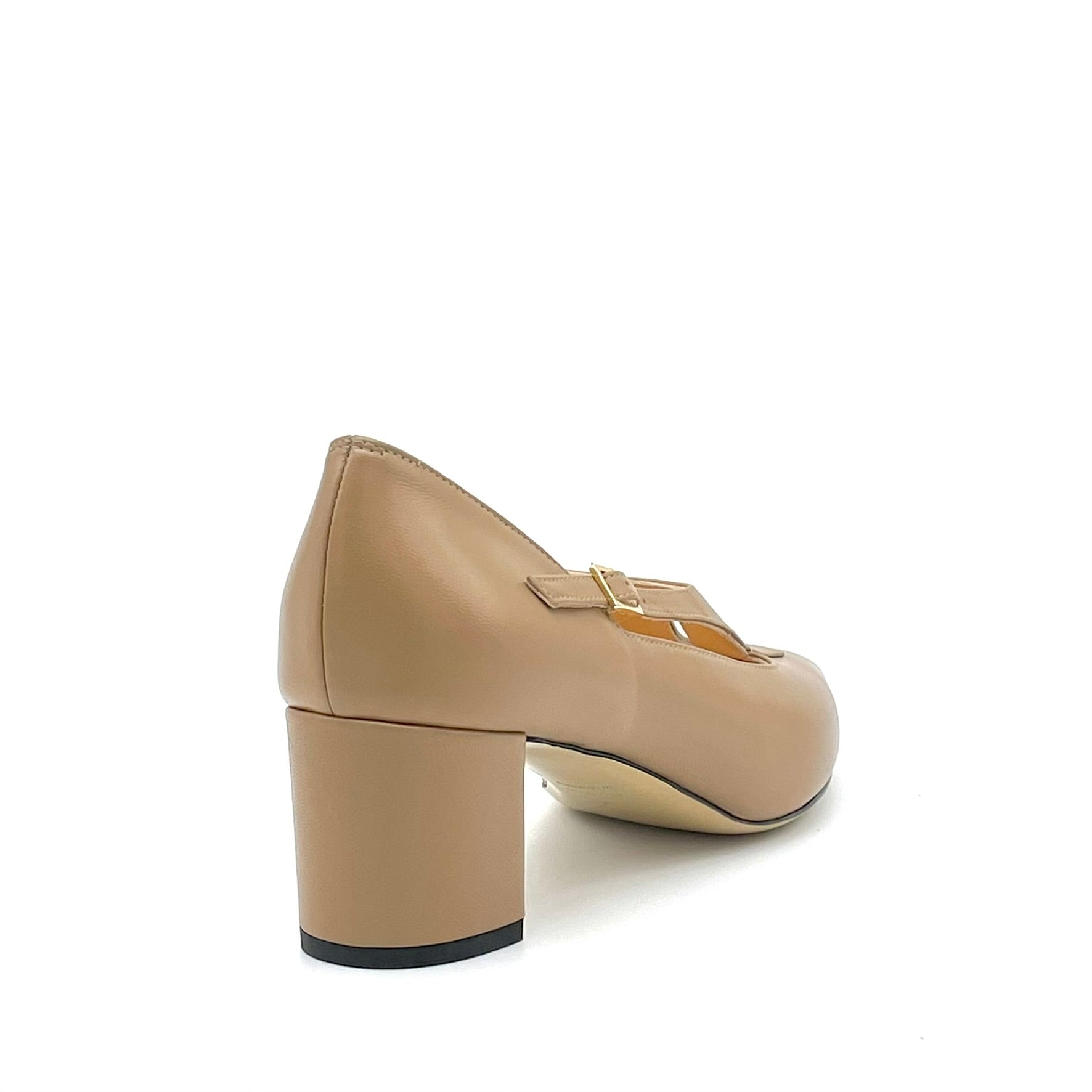 Hazelnut color leather T-bar – Cod. 55508-1