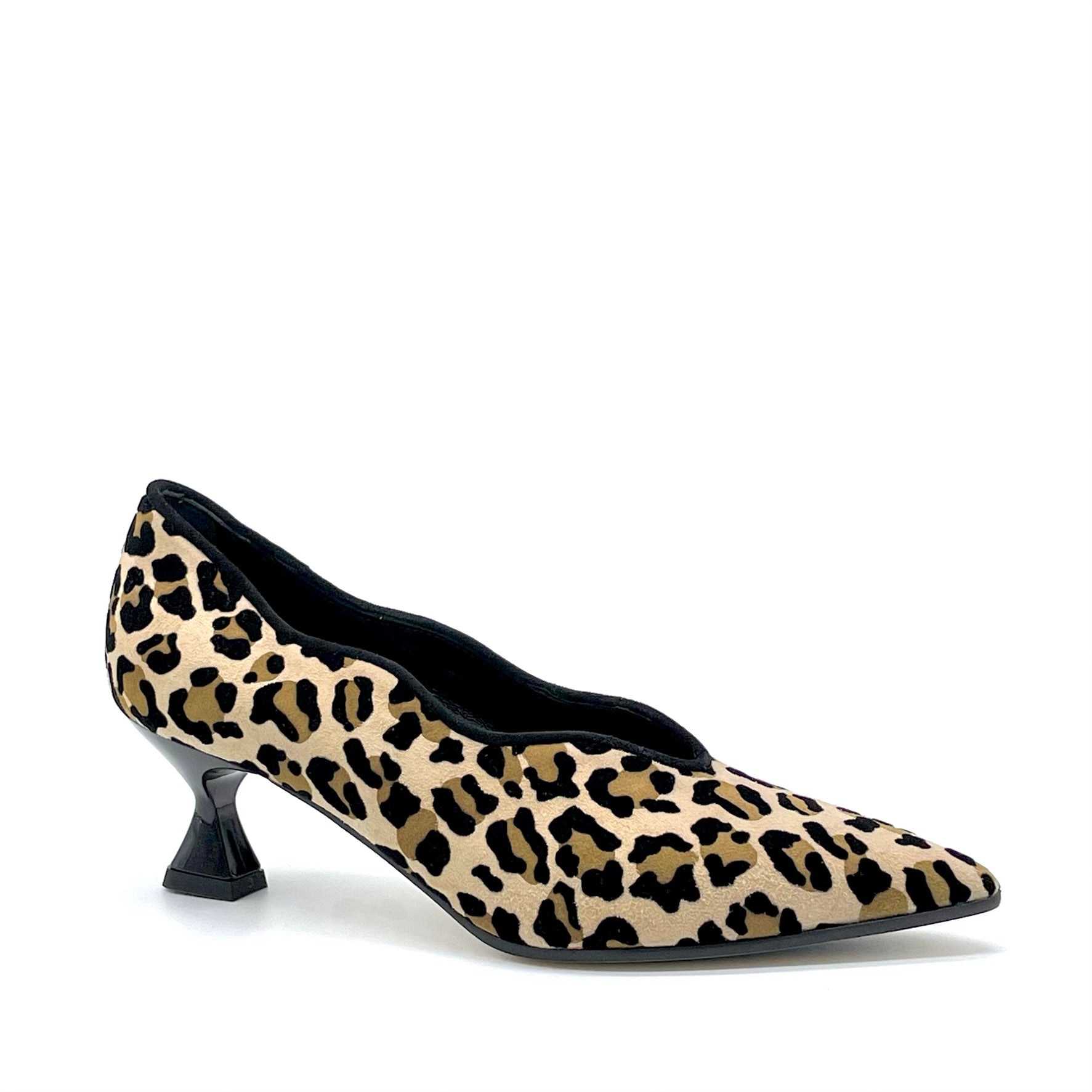 Décolleté in camoscio stampato e inserti in camoscio nero – Cod. 55509
