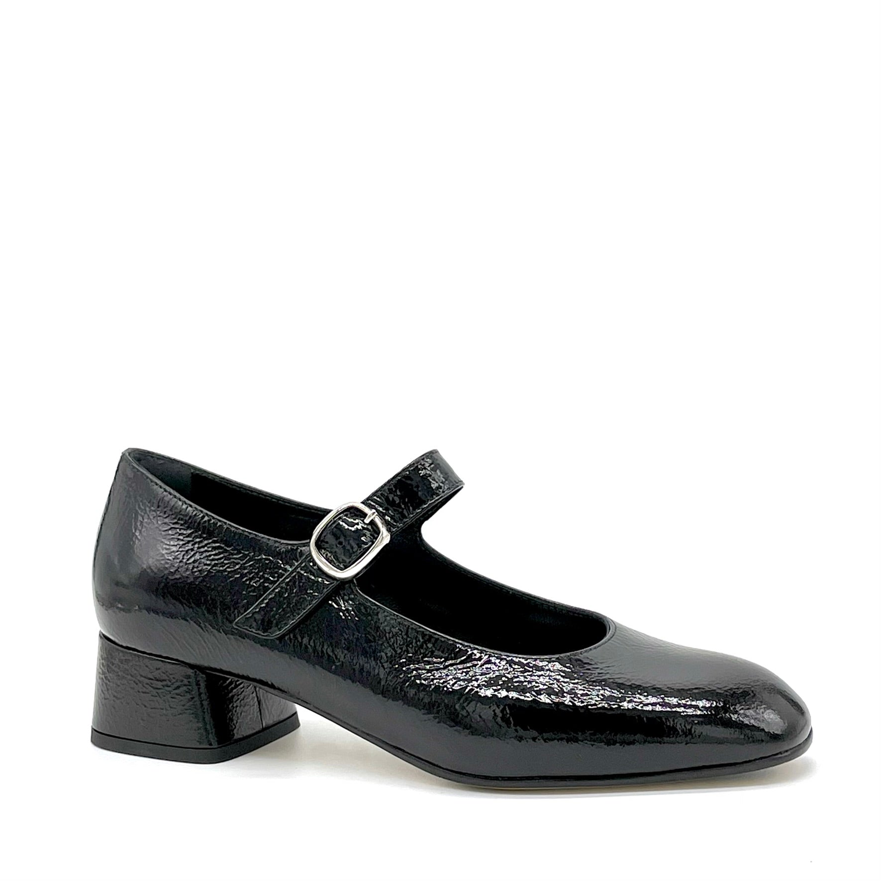 Black creased effect patent Mary Jane – Cod. 55527
